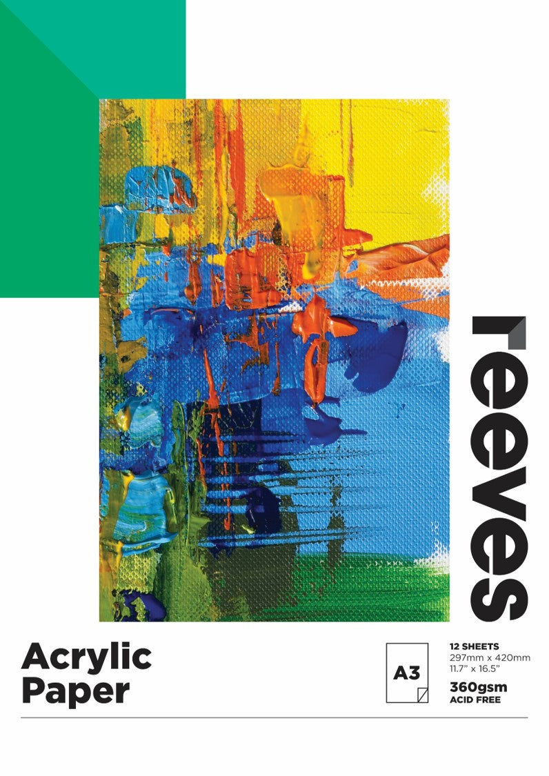 Pad Reeves A3 Acrylic Paper 360GSM 12SHT (Each)