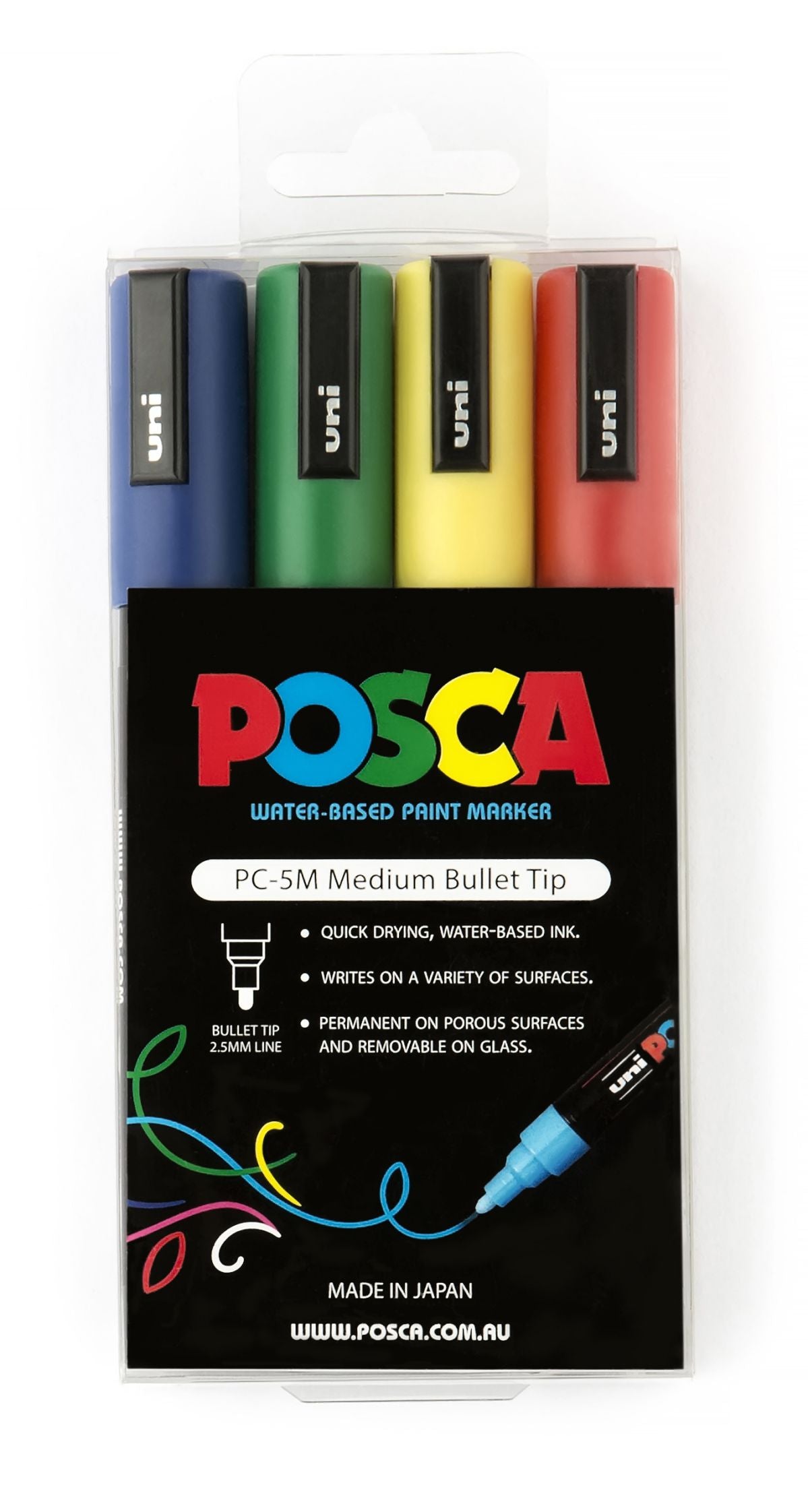 Uni Marker 2.5mm Tip PC5M Assorted Colours PK4 (Each)