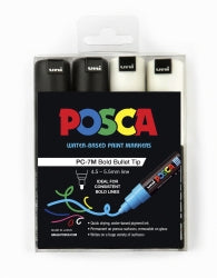 Uni Marker 4.5mm Tip PC7M Assorted Black/White PK4 (Each)