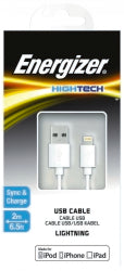 Energizer Cable 2M Lightning Tape White (Each)