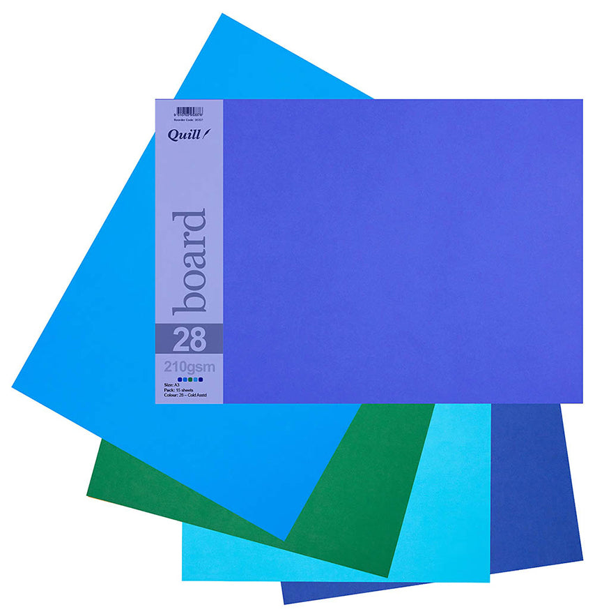 Quill Board A3 210GSM Cold Assorted PK15 (Each)