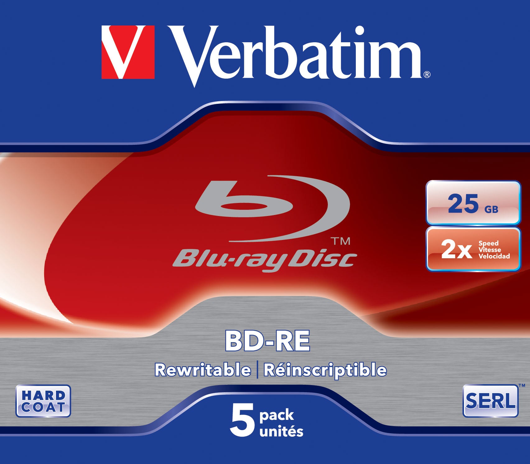 5Pack Verbatim Blu Ray BD-RE 2X 25GB