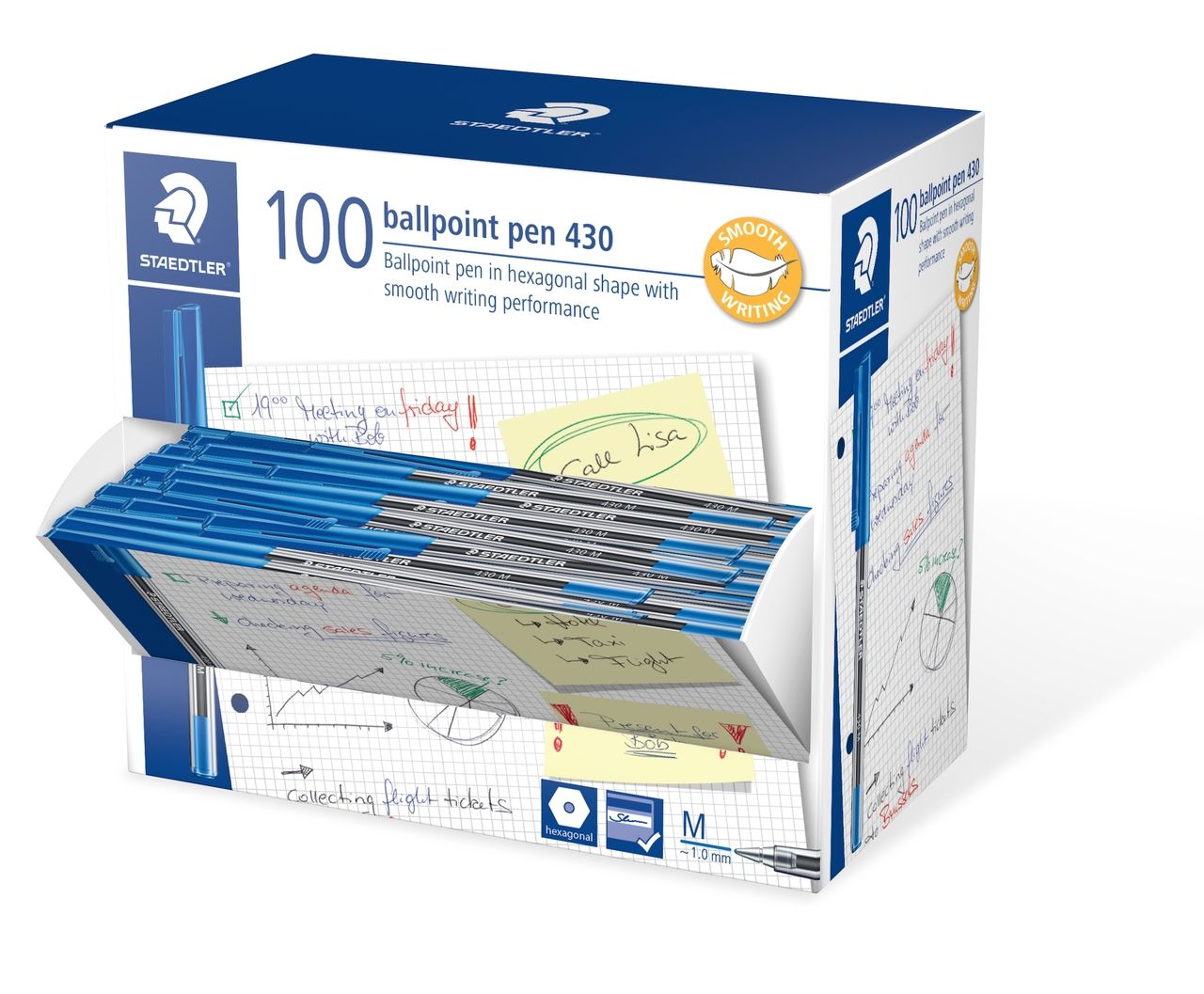 Staedtler Pen Ballpoint Stick 430 Med Blue Bx100 (Each)