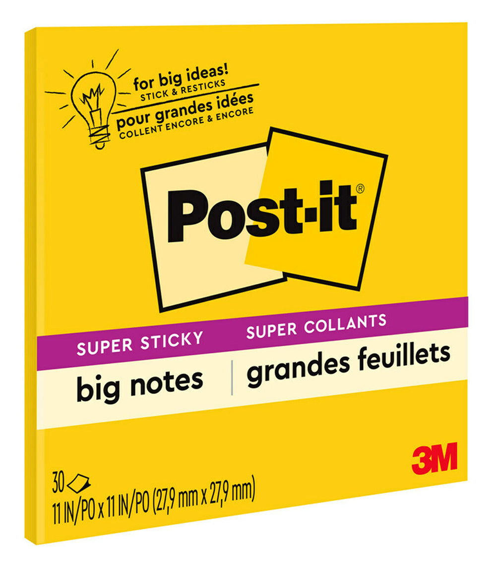3M Notes Super Sticky 279x279mm BN11 Big Note Yellow 30 Shts (Each)