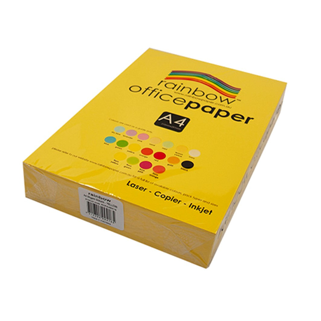 Copy Paper Rainbow A4 80GSM Office Bright Yellow PK500 (Each)