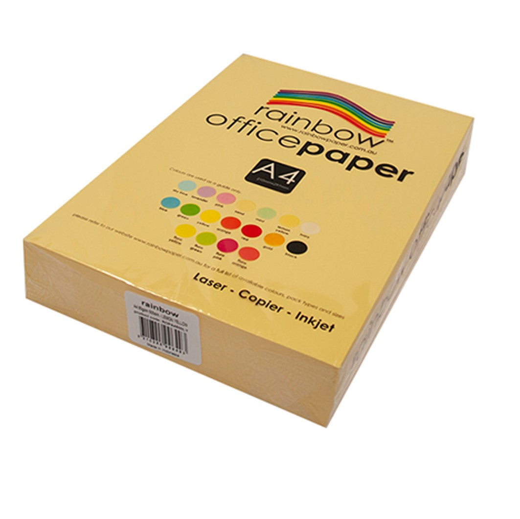 Copy Paper Rainbow A4 80GSM Office Pastel Lemon Yellow PK500 (Each)