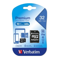 Verbatim Memory Card 32GB Class 10 Micro With Adapter Black (Each)