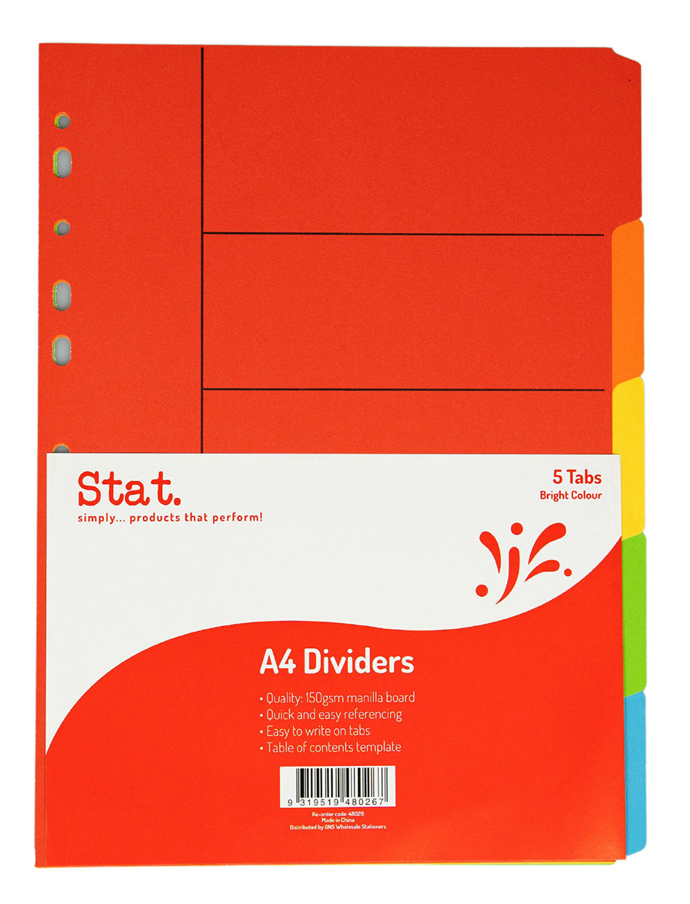 Staedtler Dividers A4 Bright Colours Manilla 5 Tab (Each)
