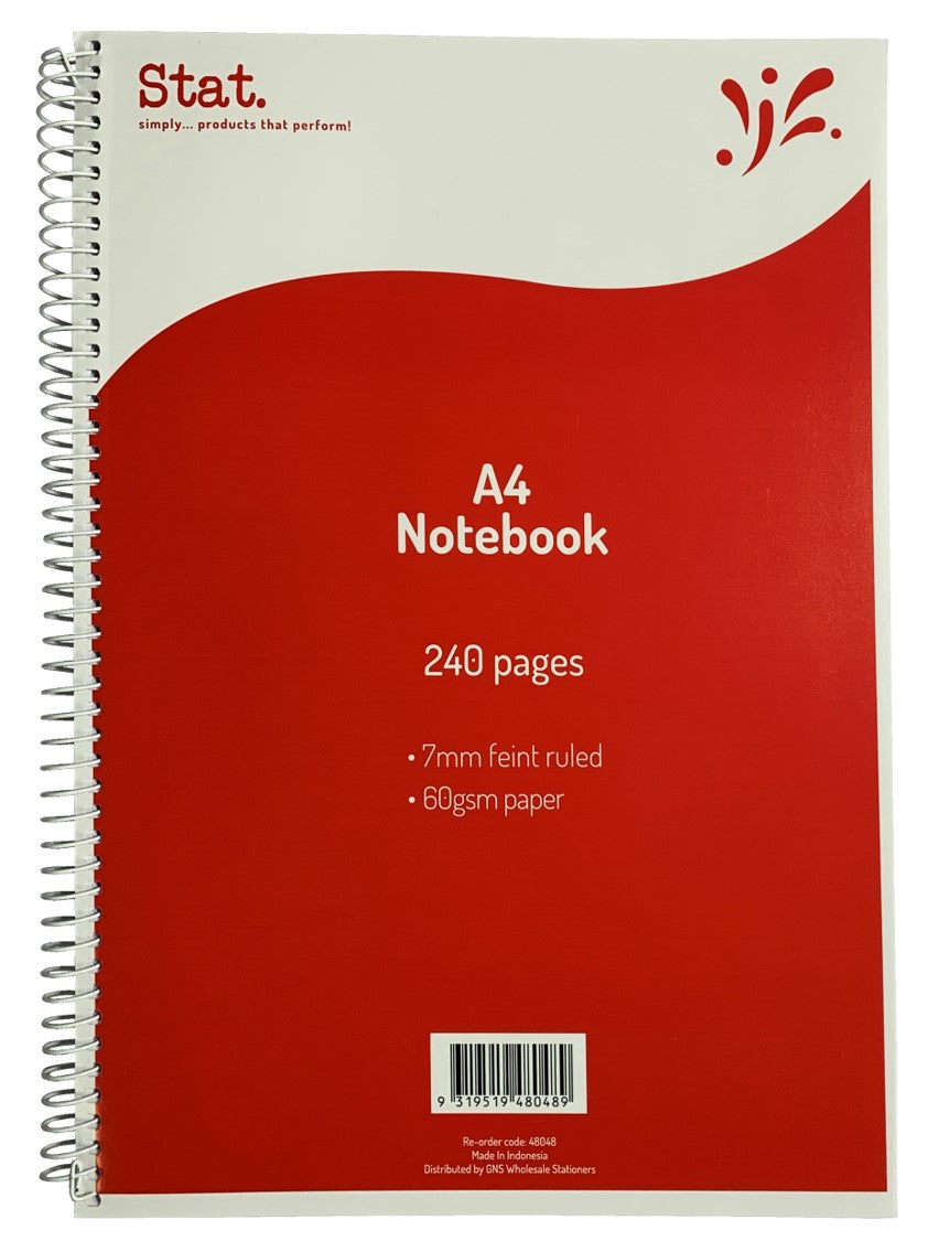 Staedtler Notebook A4 60GSM 7mm Ruling Board Cover Red 240-page PK5 (Each)
