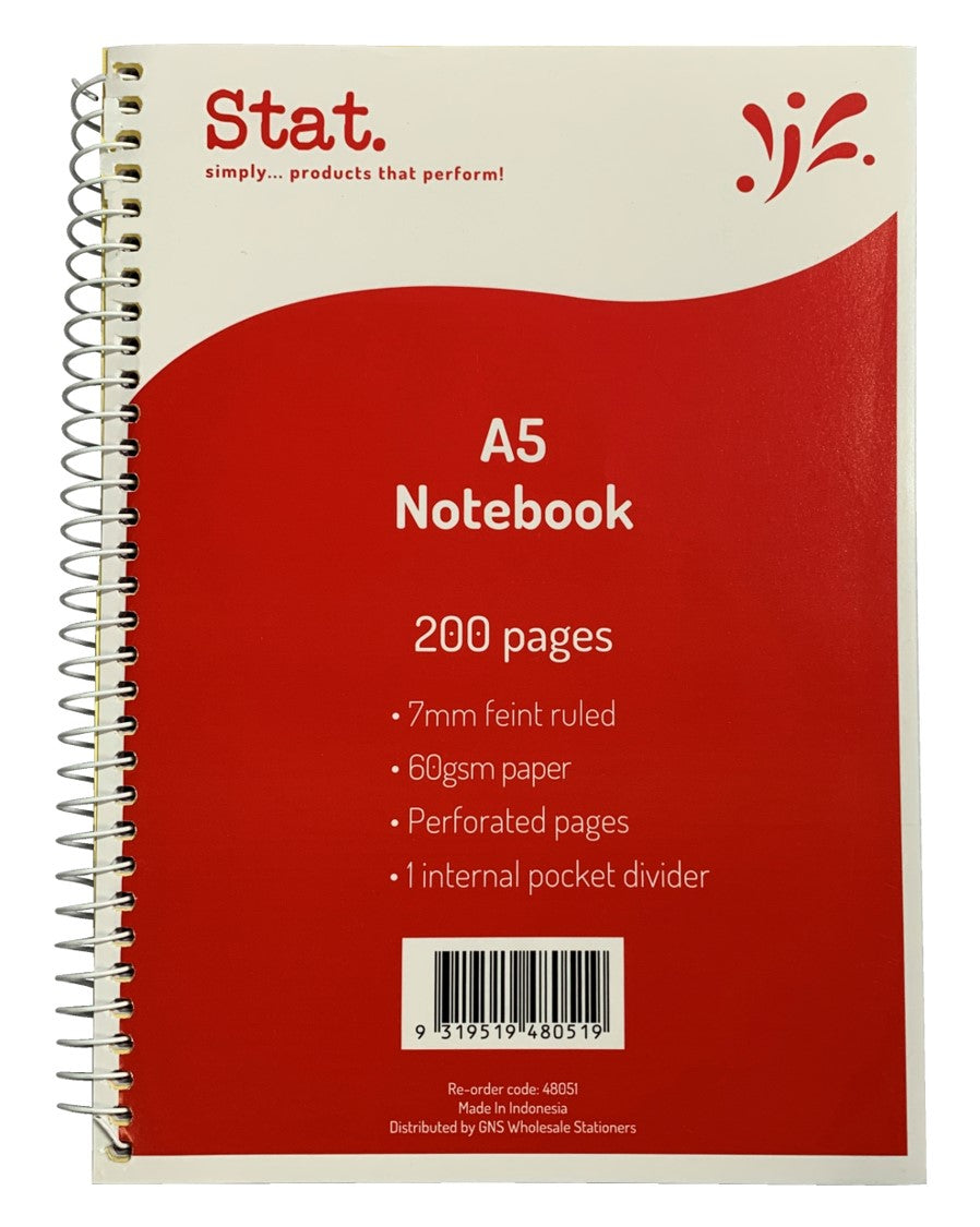 Staedtler Notebook A5 60GSM 7mm Ruling Board Cover Red 200-page PK5 (Each)