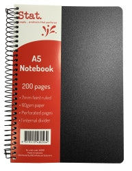 Staedtler Notebook A5 60GSM 7mm Ruling PP Cover Black 200-page (Pack 5)