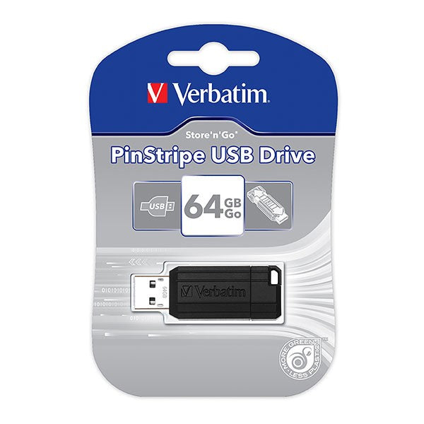Stripe Usb Pinstripe 2.0 64GB Black (Each)