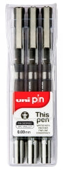 Uni Pen Pin 0.03mm Fineliner Black WLT3 (Each)