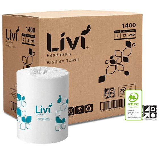Livi Kitchen Towel Essentials 2PLY 240S (Box 12)