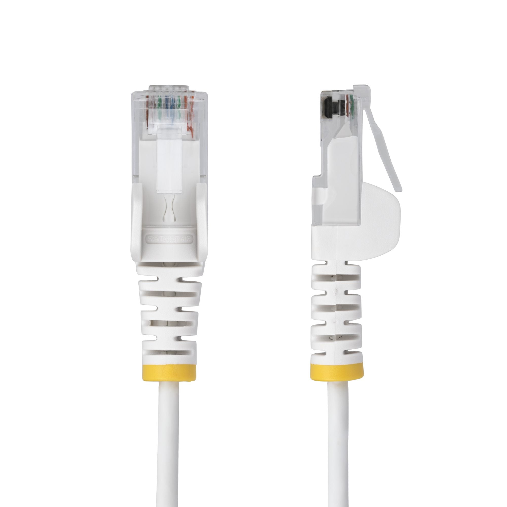 StarTech.com 2.5m White Slim CAT6 Ethernet Cable, Snagless, 100W PoE, UTP, LSZH, 28AWG Pure Bare Copper Wire, Slim RJ45 Network Patch Cord w/Strain Reliefs, Fluke Tested