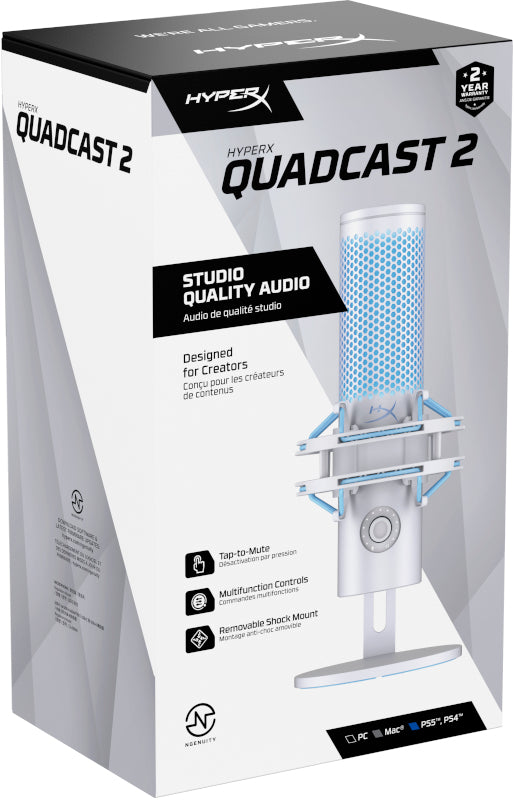 HyperX QuadCast 2 - USB Microphone (Frost) Gray Table microphone