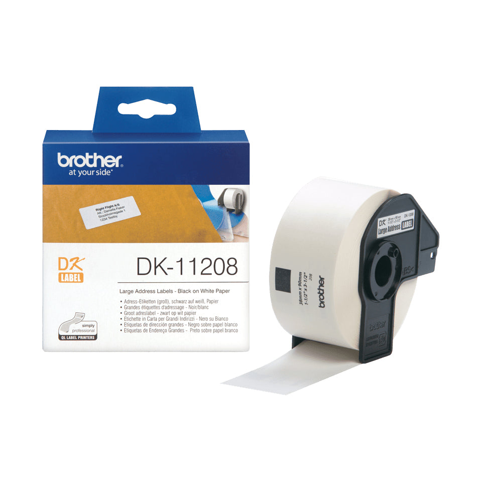 Brother Labels 38x90 Dark11208 White (Each)