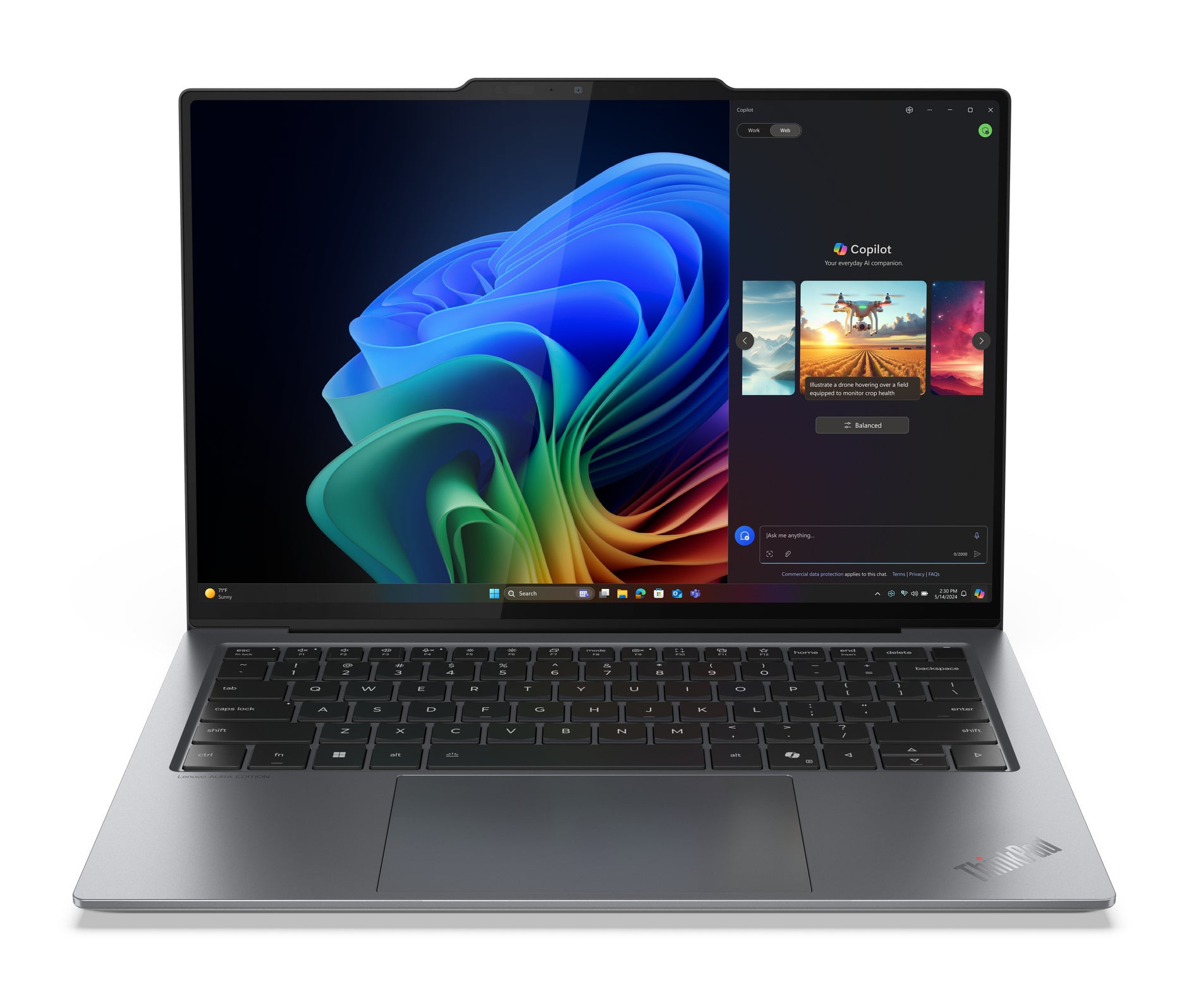 Lenovo ThinkPad X9-14 Gen 1 Copilot+ PC Intel Core Ultra 5 228V Laptop 35.6 cm (14") WUXGA 32 GB LPDDR5x-SDRAM 512 GB SSD Wi-Fi 7 (802.11be) Windows 11 Pro English Grey