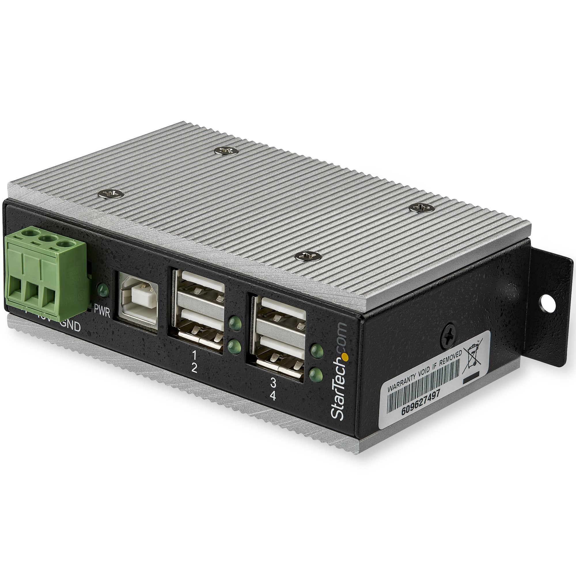 StarTech.com 4-Port USB 2.0 Hub - Metal Industrial USB-A Hub with ESD & 350W Surge Protection - Extended Operating Temp -40 to 185Ã‚Â°F - Din Rail/Wall/Desk Mountable - USB Expander Hub