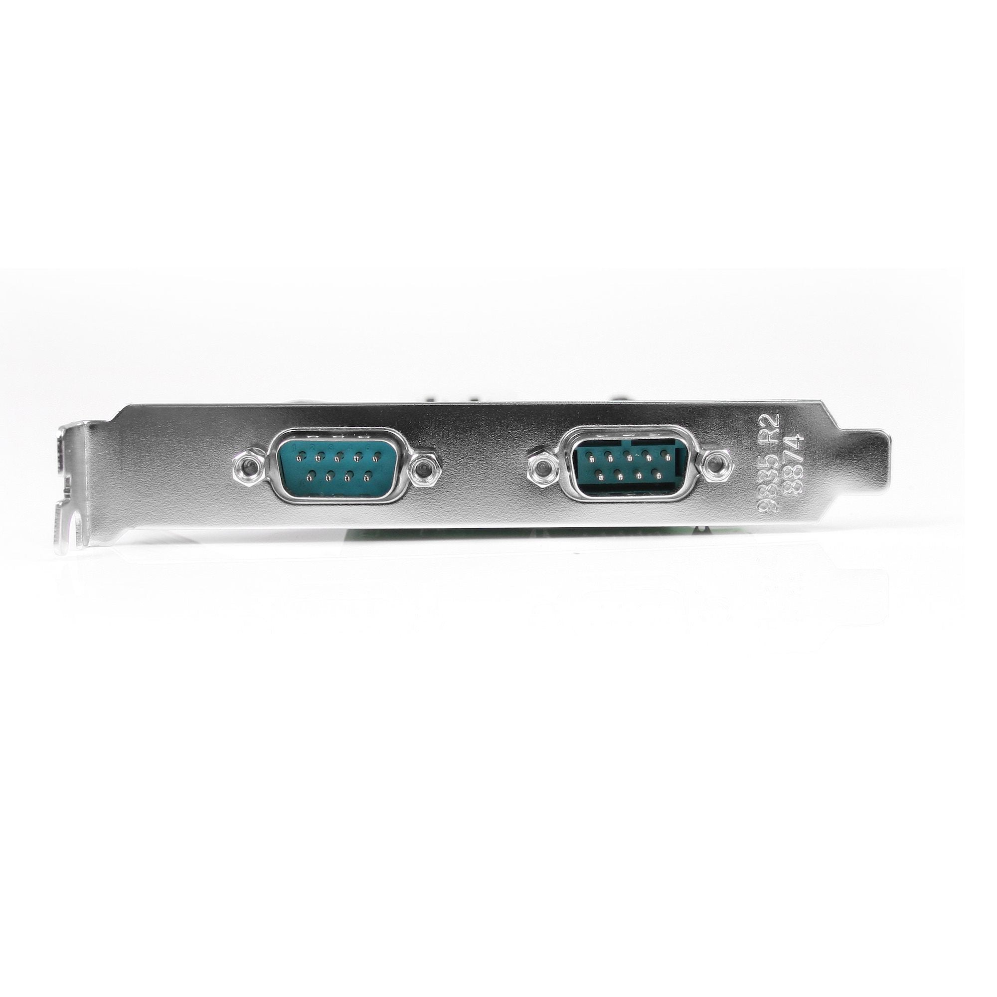 StarTech.com 2-Port PCI Express RS232 Serial Adapter Card, 16550 UART, PCIe to Dual Serial DB9 Host Controller, Windows & Linux, TAA - Replaced by PEX2S953