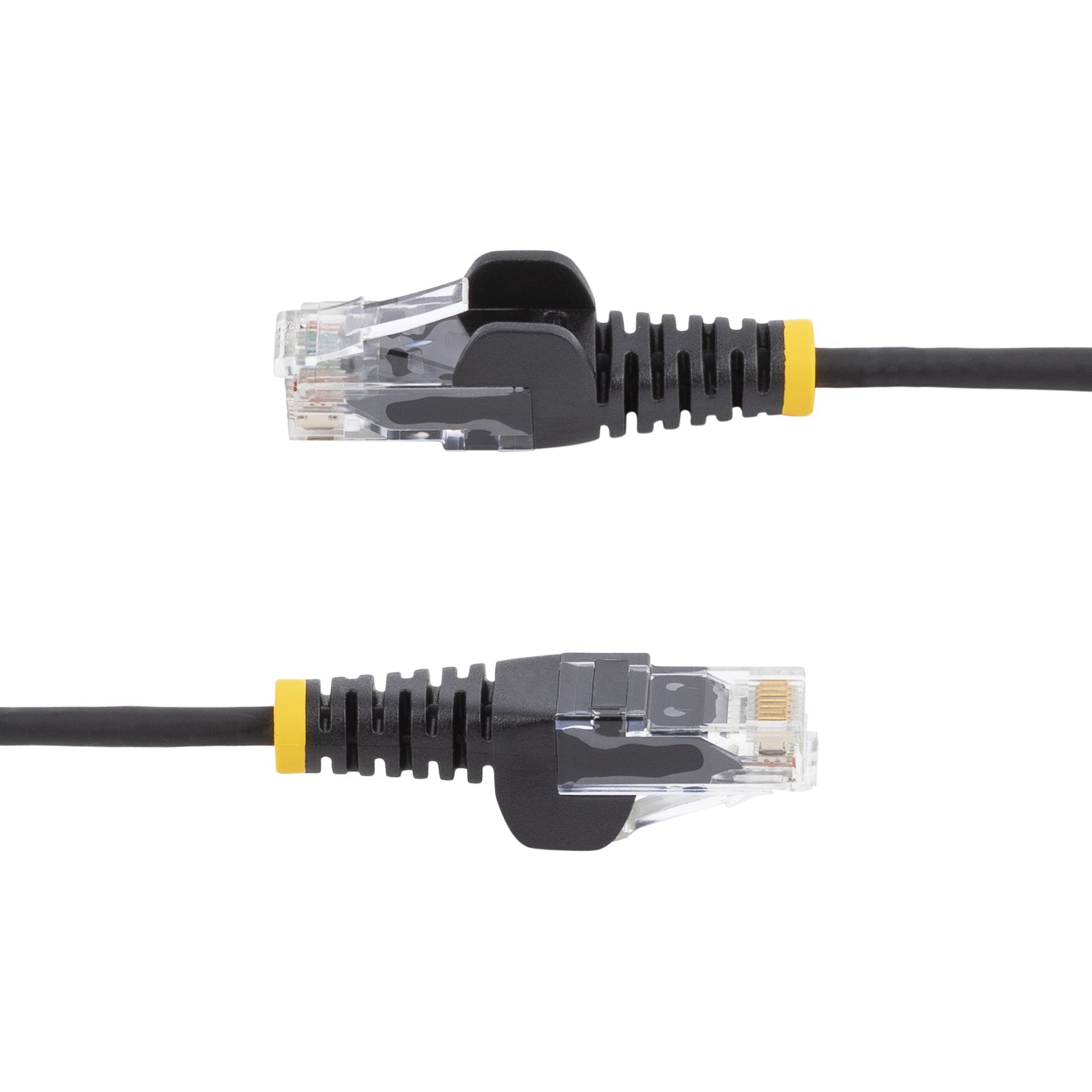 StarTech.com 15m Black Slim CAT6 Ethernet Cable, Snagless, 100W PoE, UTP, LSZH, 28AWG Pure Bare Copper Wire, Slim RJ45 Network Patch Cord w/Strain Reliefs, Fluke Tested