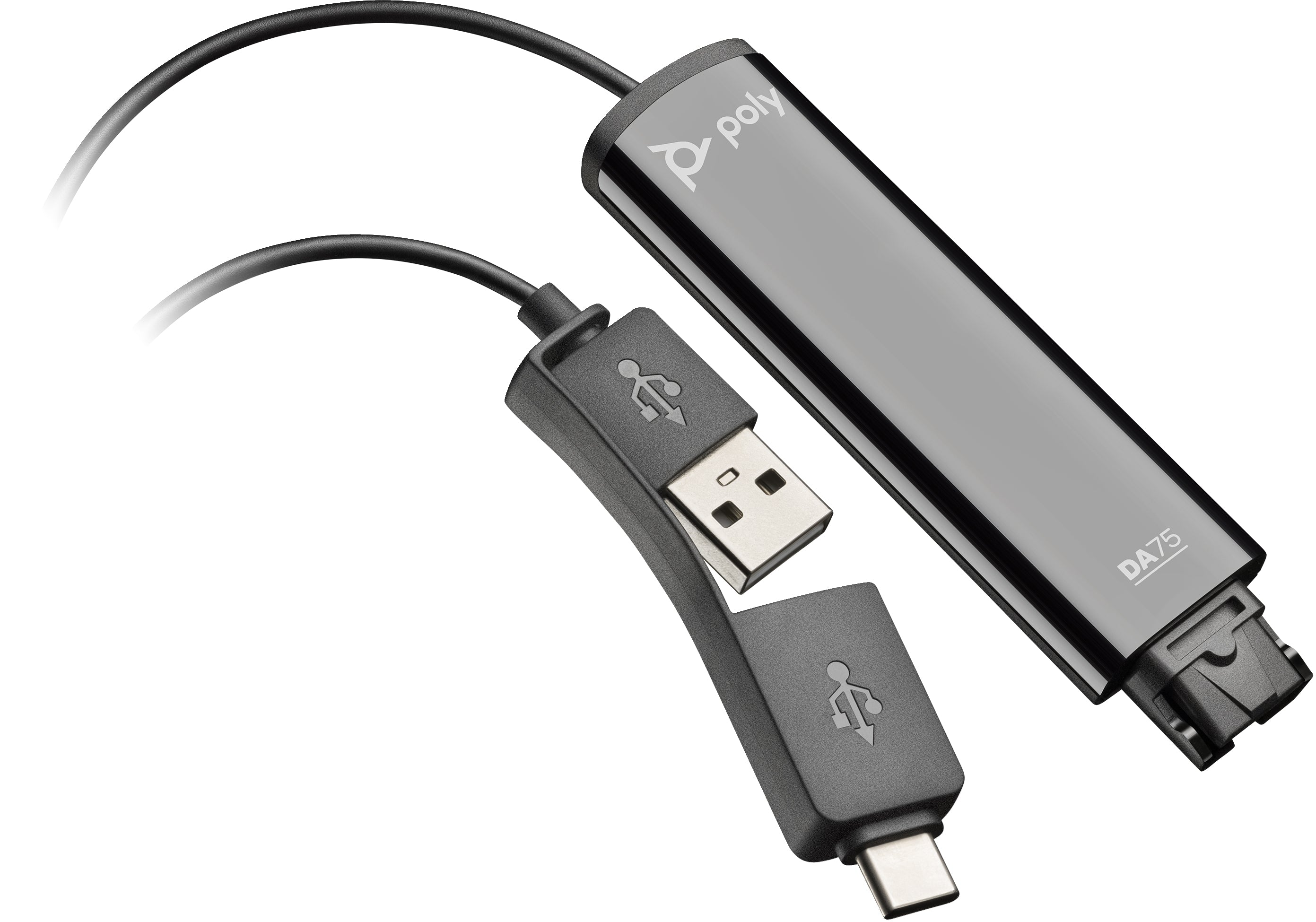 Poly DA75 USB to QD Black Adapter TAA
