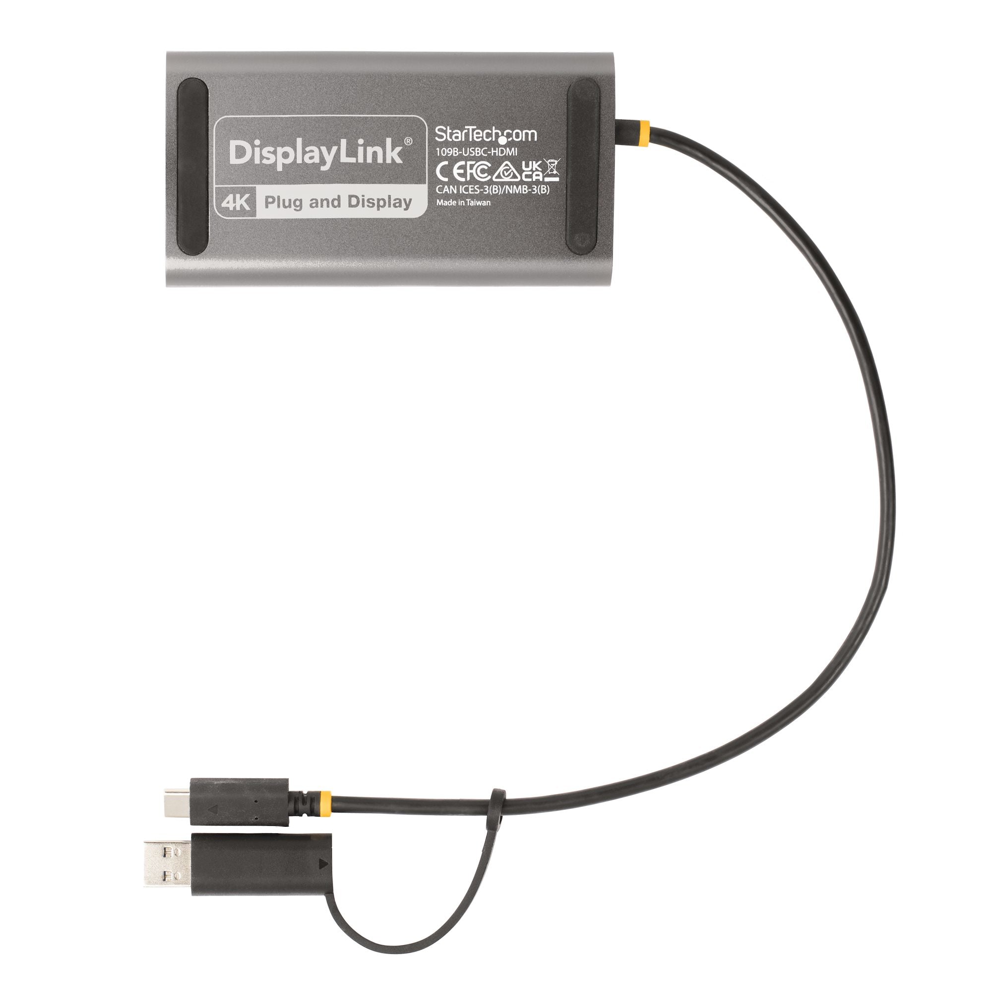 StarTech.com USB-C to Dual-HDMI Adapter - USB-C or A to 2x HDMI - 4K 60Hz - 100W Power Delivery Pass-Through - 1ft (30cm) Built-in Cable - USB to HDMI Multi-Monitor Converter for Laptop - TAA