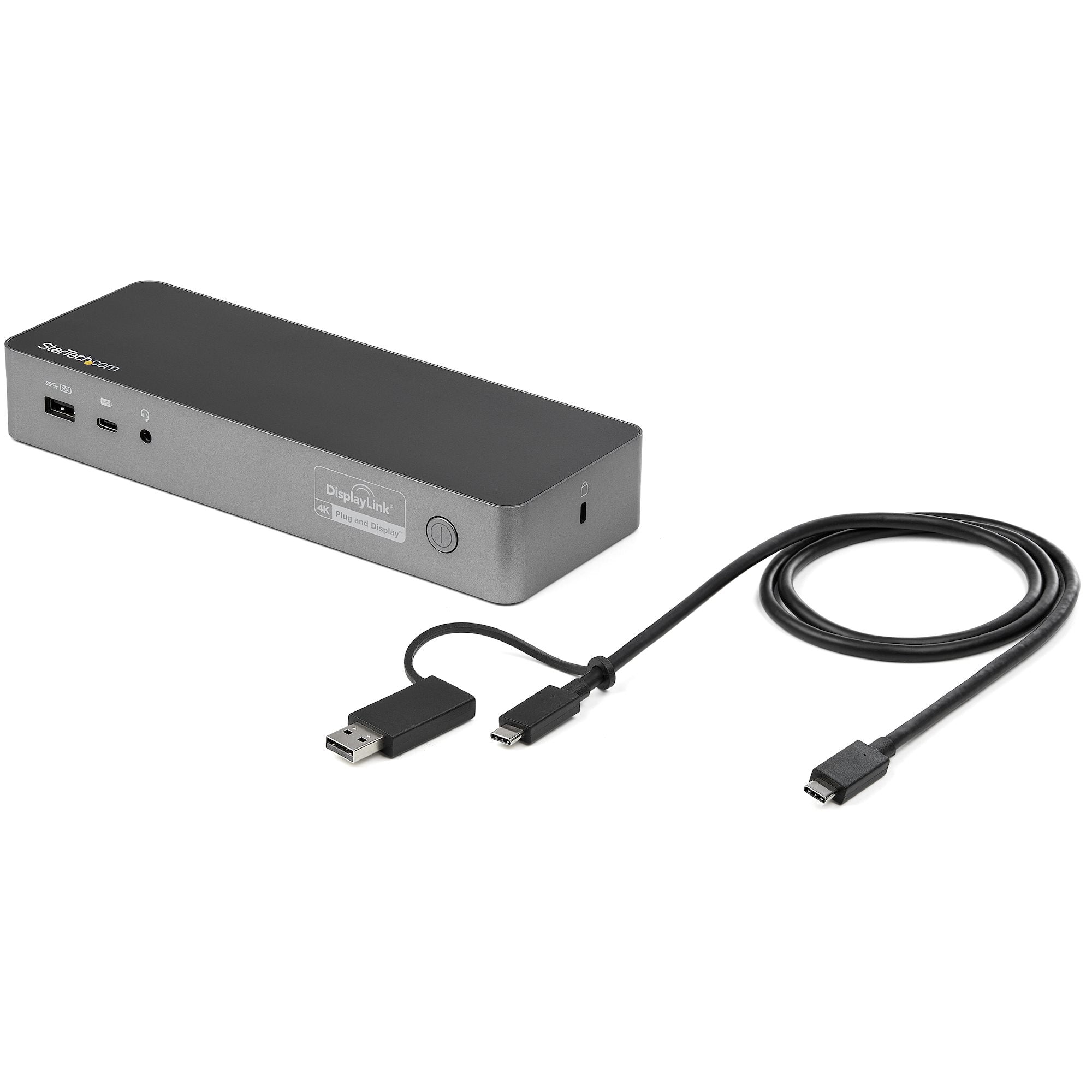 StarTech.com Universal Laptop Docking Station, Hybrid USB-C & USB-A Dock, Dual 4K DP & HDMI, 60W PD, Mac / Windows / Chrome OS, 4x USB 5Gbps Hub, GbE