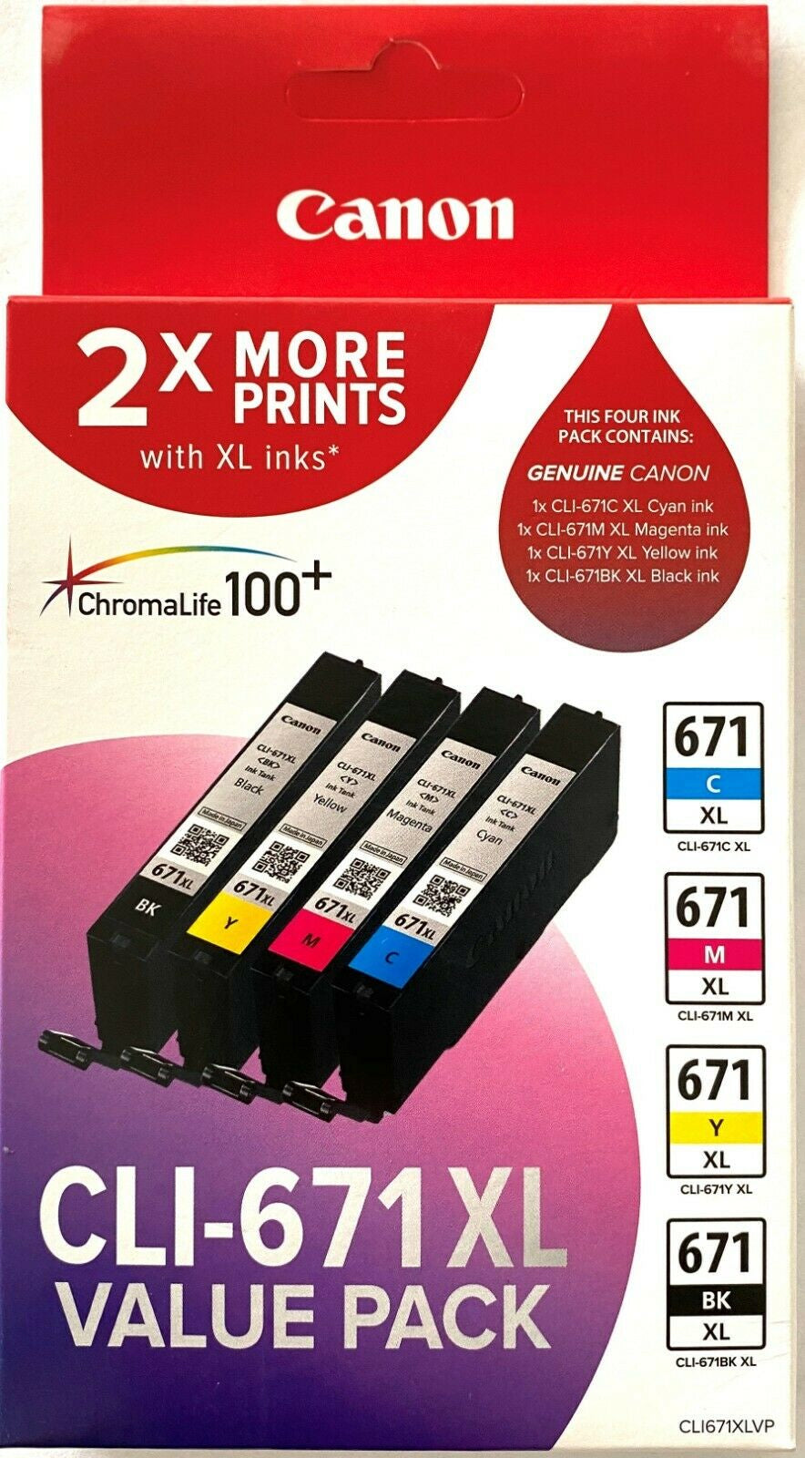 Canon CLI671XLVP ink cartridge 4 pc(s) Original High (XL) Yield Black, Cyan, Magenta, Yellow