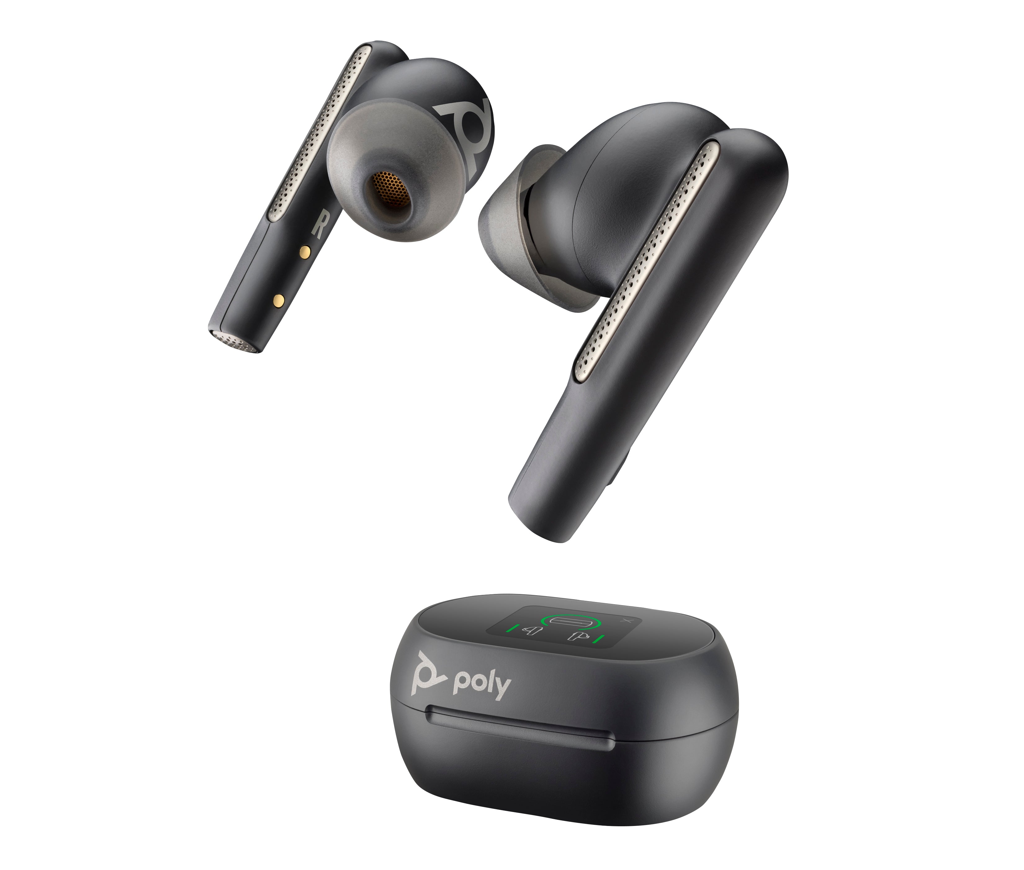 Poly Voyager Free 60+ UC Carbon Black Earbuds +BT700 USB-C Adapter +Touchscreen Charge Case