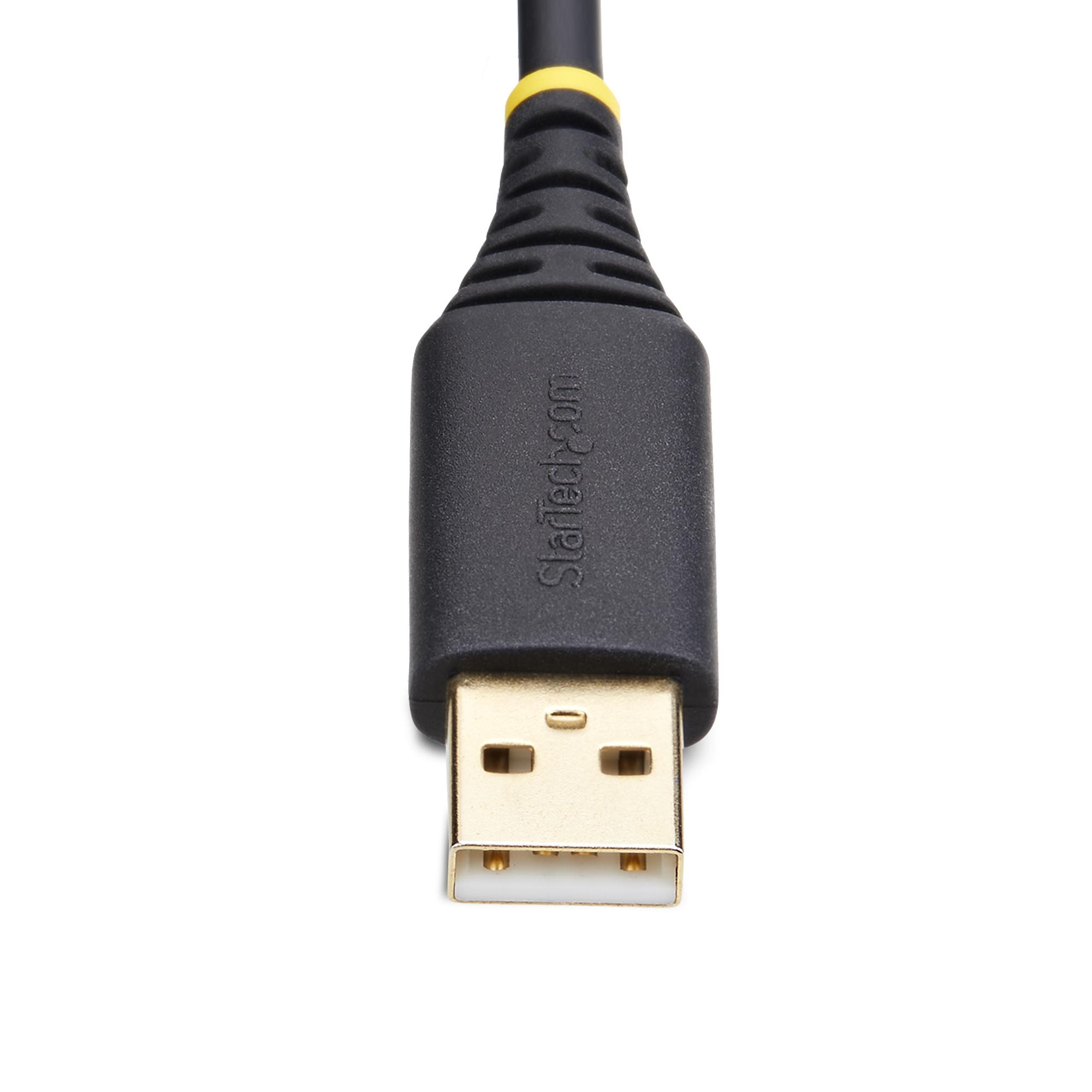 StarTech.com 1ft (30cm) USB to Serial Adapter Cable, COM Retention, Interchangeable Nuts/Screws, USB-A to DB9 RS232, FTDI IC, ESD Protection, Windows/macOS/Linux