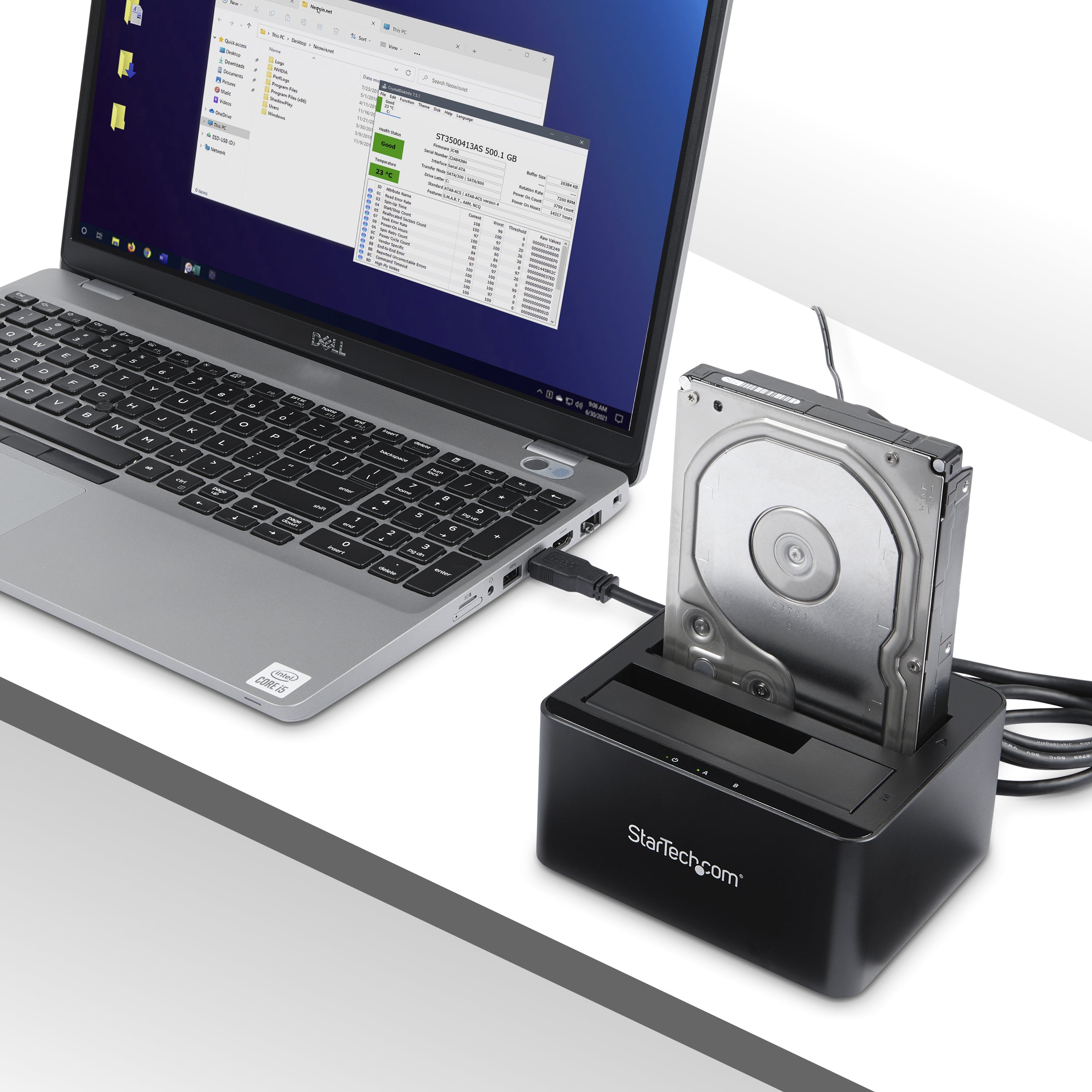 StarTech.com Dual-Bay USB 3.0 to SATA Hard Drive Docking Station, USB Hard Drive Dock, External 2.5/3.5" SATA I/II/III SSD/HDD Docking Station, Hot-Swap Hard Drive Bays, Top-Loading
