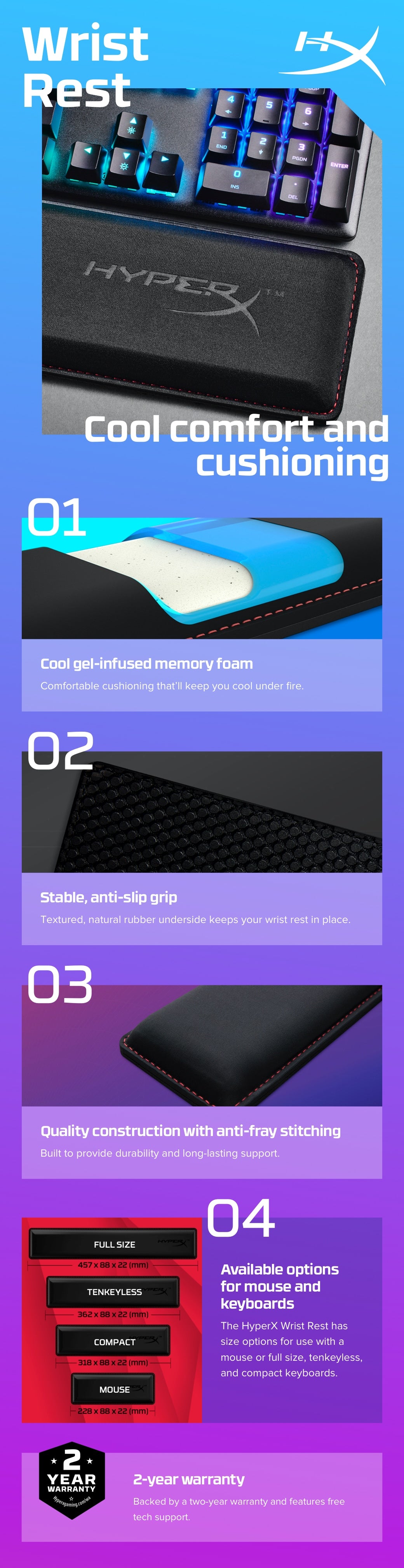 HyperX Wrist Rest - Keyboard - Tenkeyless