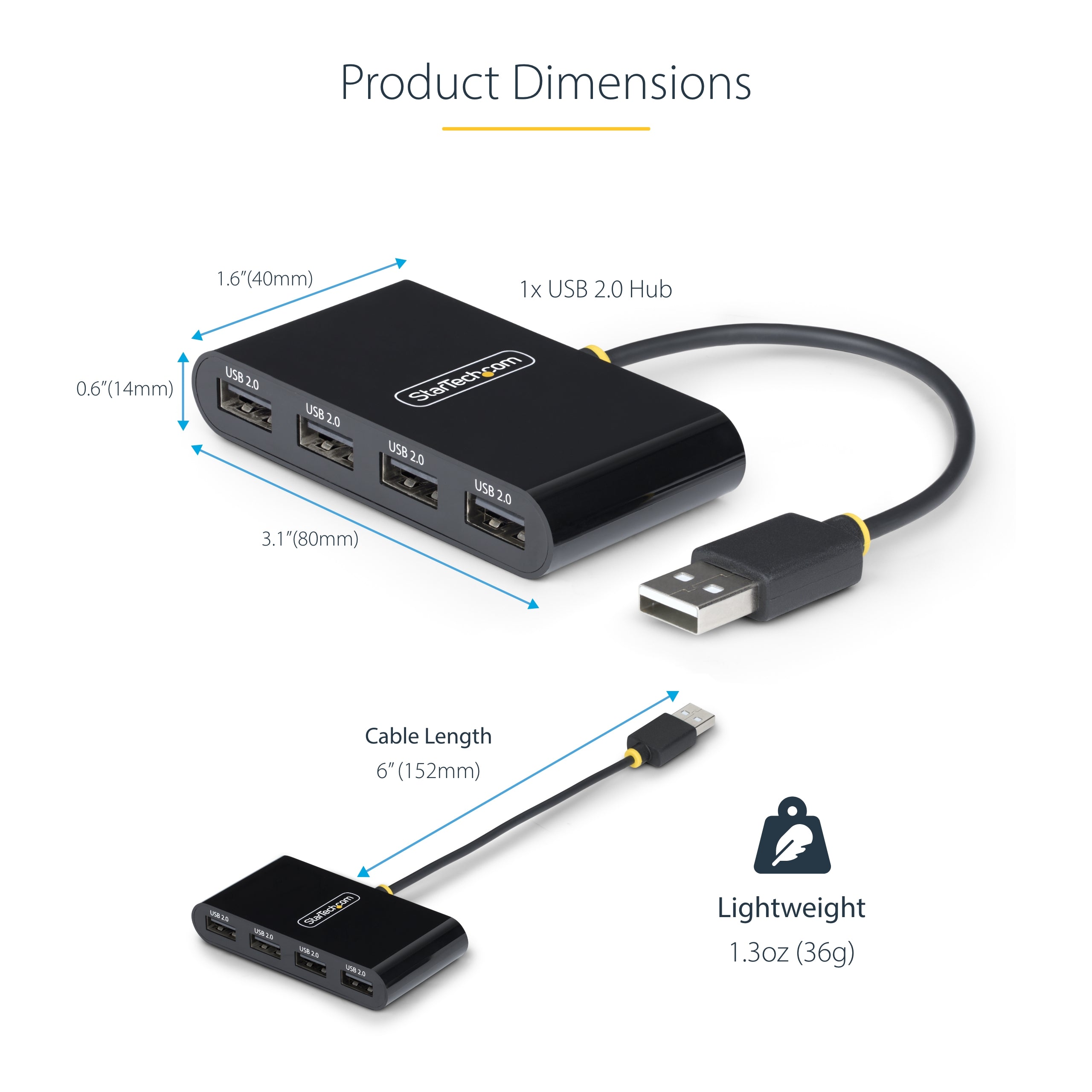 StarTech.com ST4200MINI2-USB-HUB interface hub USB 2.0 480 Mbit/s Black