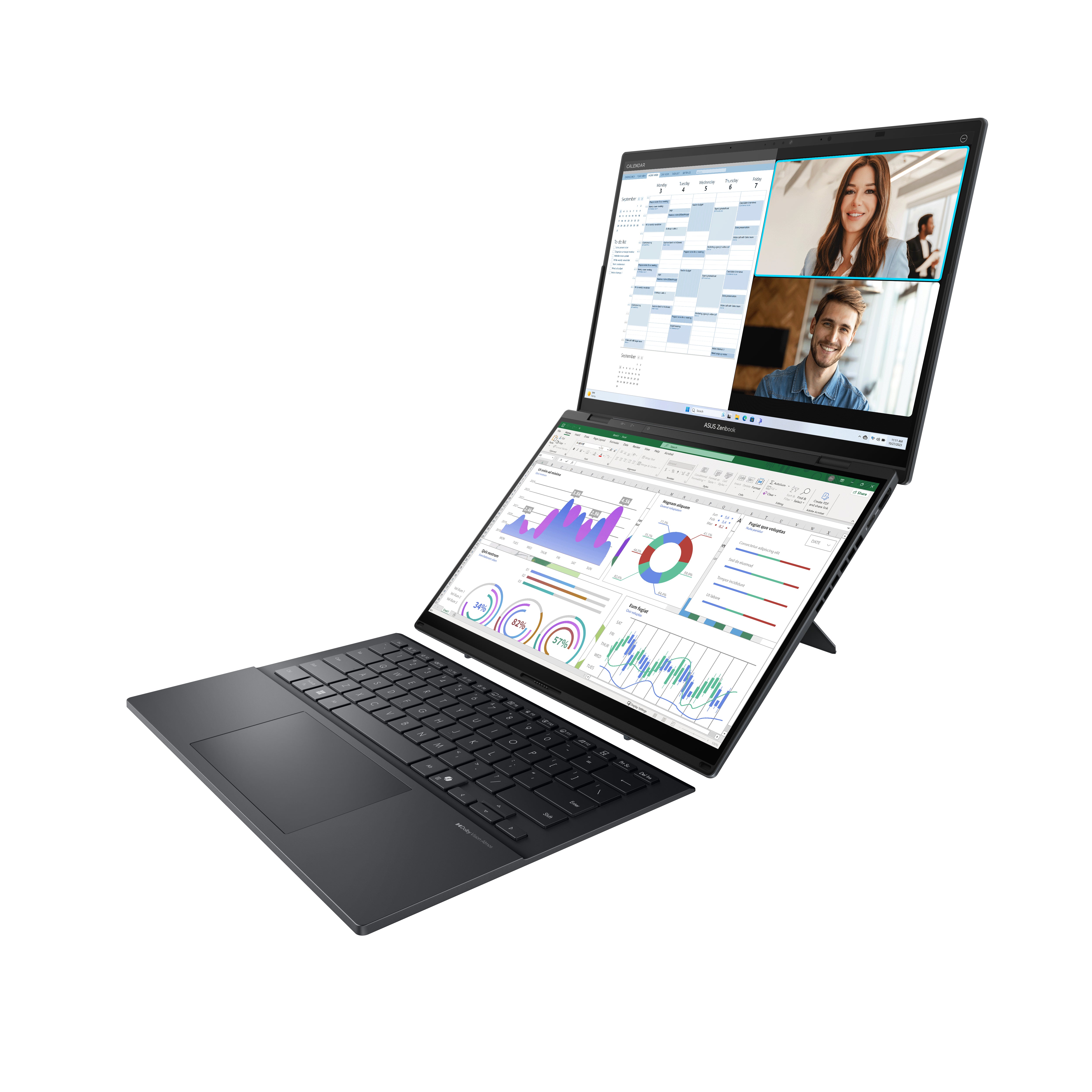 ASUS Zenbook Duo UX8406CA-PZ003W Intel Core Ultra 9 285H Hybrid (2-in-1) 35.6 cm (14") Touchscreen WQXGA+ 32 GB LPDDR5x-SDRAM 1 TB SSD Wi-Fi 7 (802.11be) Windows 11 Home Spanish Grey