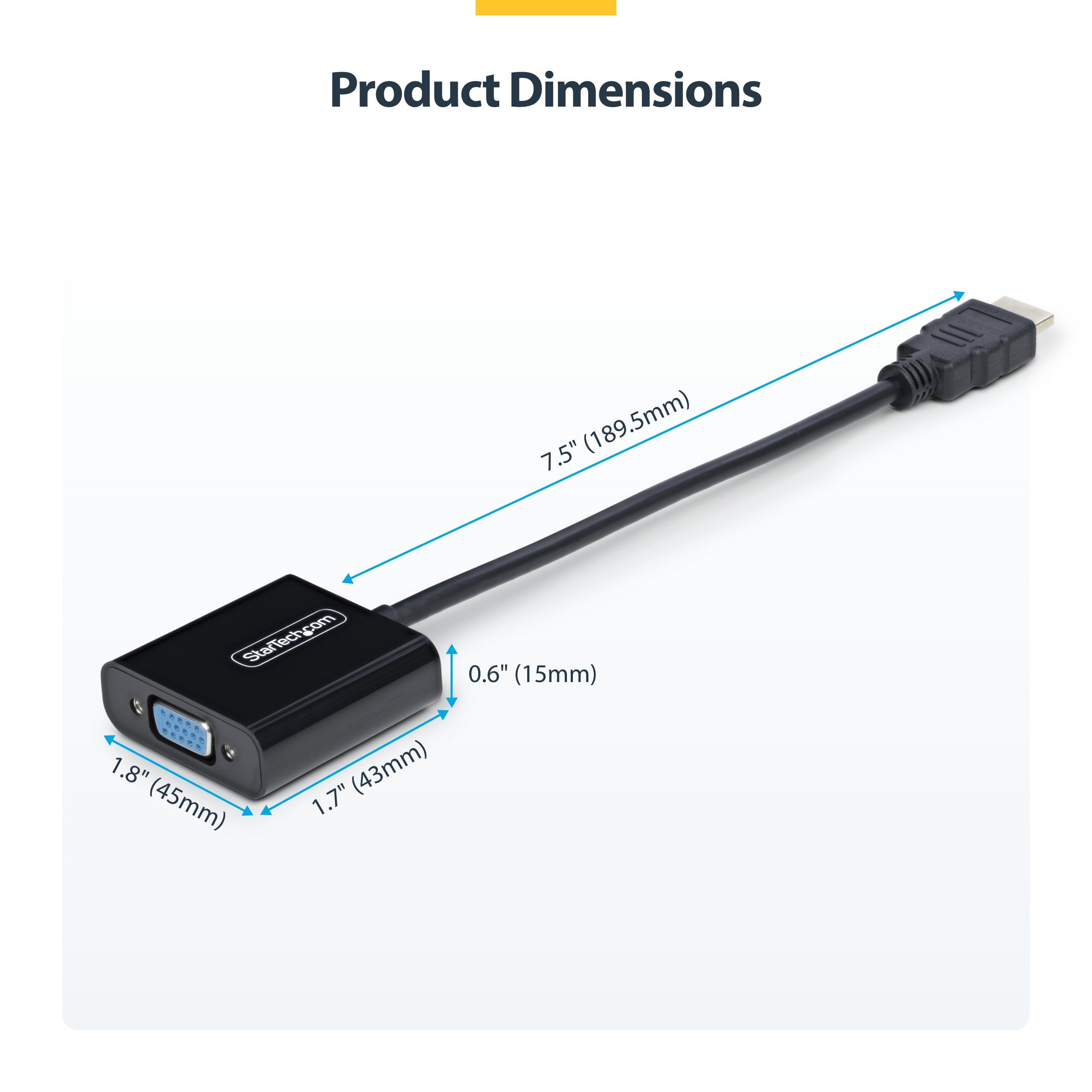 StarTech.com HDMI to VGA Adapter, Active Video Converter For Laptop/Desktop, 1920x1080 (1080p), HDMI Source to VGA Monitor/Display/Projector