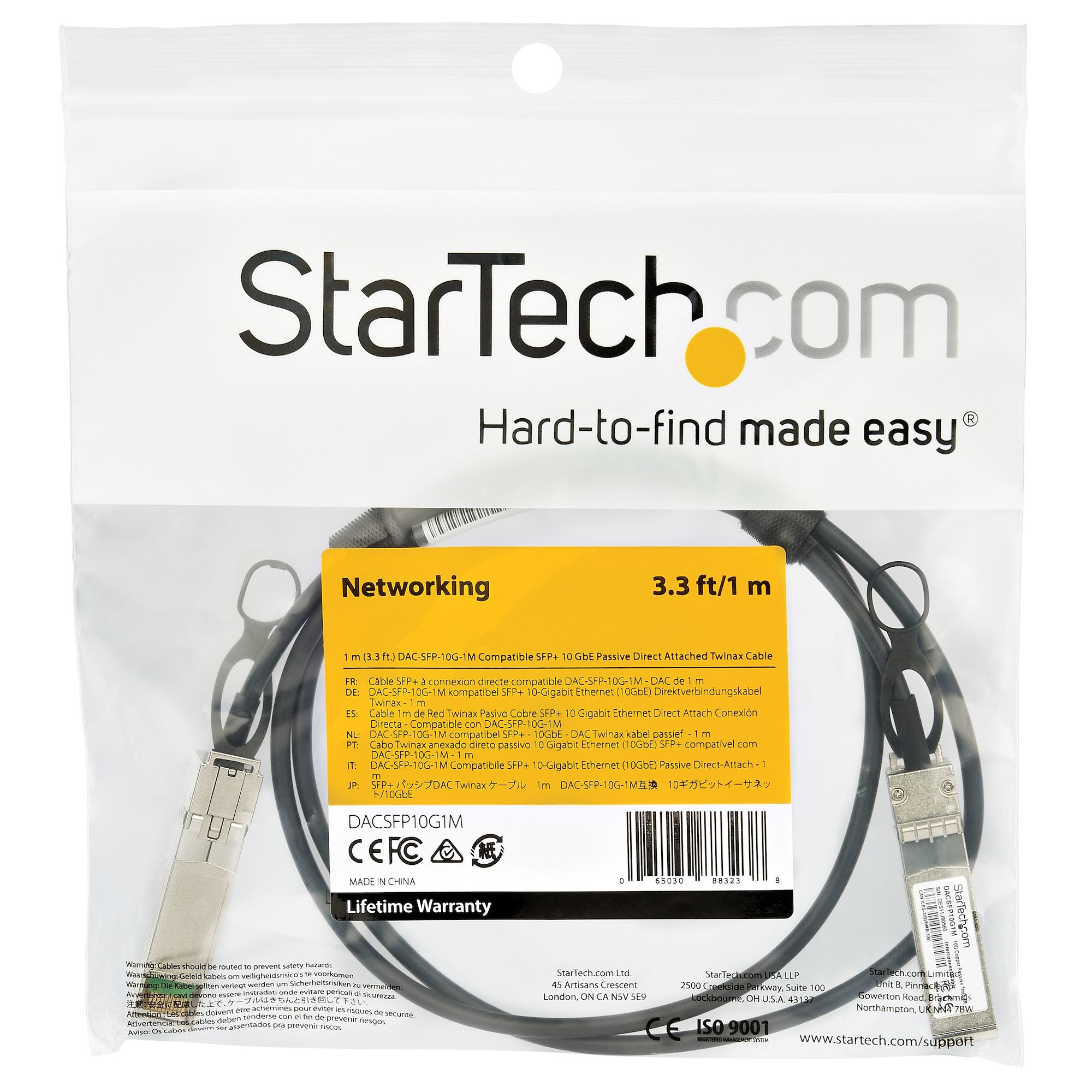 StarTech.com Dell EMC DAC-SFP-10G-1M Compatible 1m 10G SFP+ to SFP+ Direct Attach Cable Twinax - 10GbE SFP+ Copper DAC 10 Gbps Low Power Passive Mini GBIC/Transceiver Module DAC