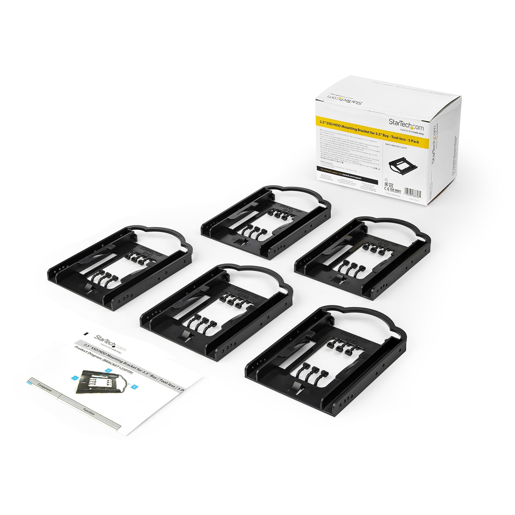 StarTech.com 5 Pack - 2.5Ã¢â‚¬Â SDD/HDD Mounting Bracket for 3.5 Drive Bay