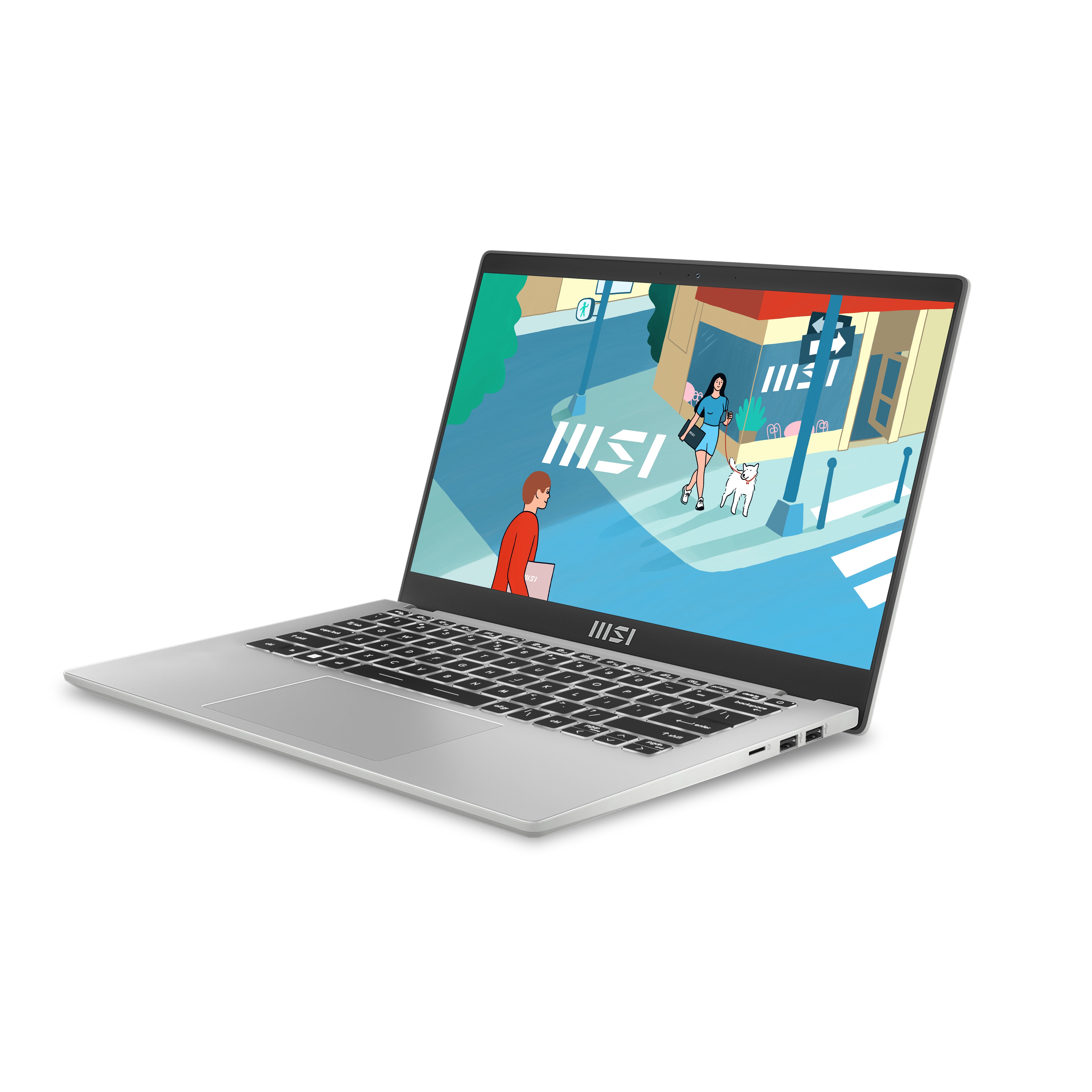 MSI Modern 14 C13M-855AU Intel® Core™ i3 i3-1315U Laptop 35.6 cm (14") Full HD 8 GB DDR4-SDRAM 256 GB SSD Wi-Fi 6 (802.11ax) Windows 11 Home Silver
