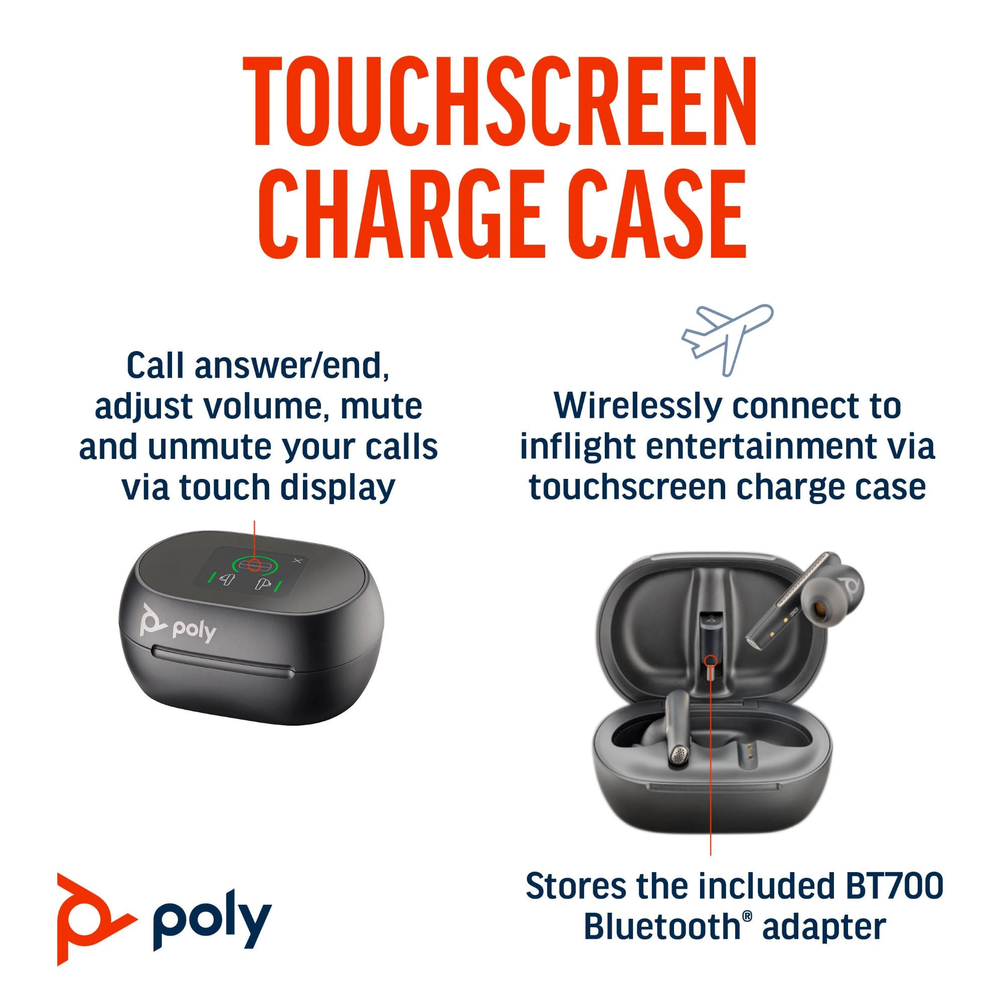 Poly Voyager Free 60+ UC Carbon Black Earbuds +BT700 USB-C Adapter +Touchscreen Charge Case