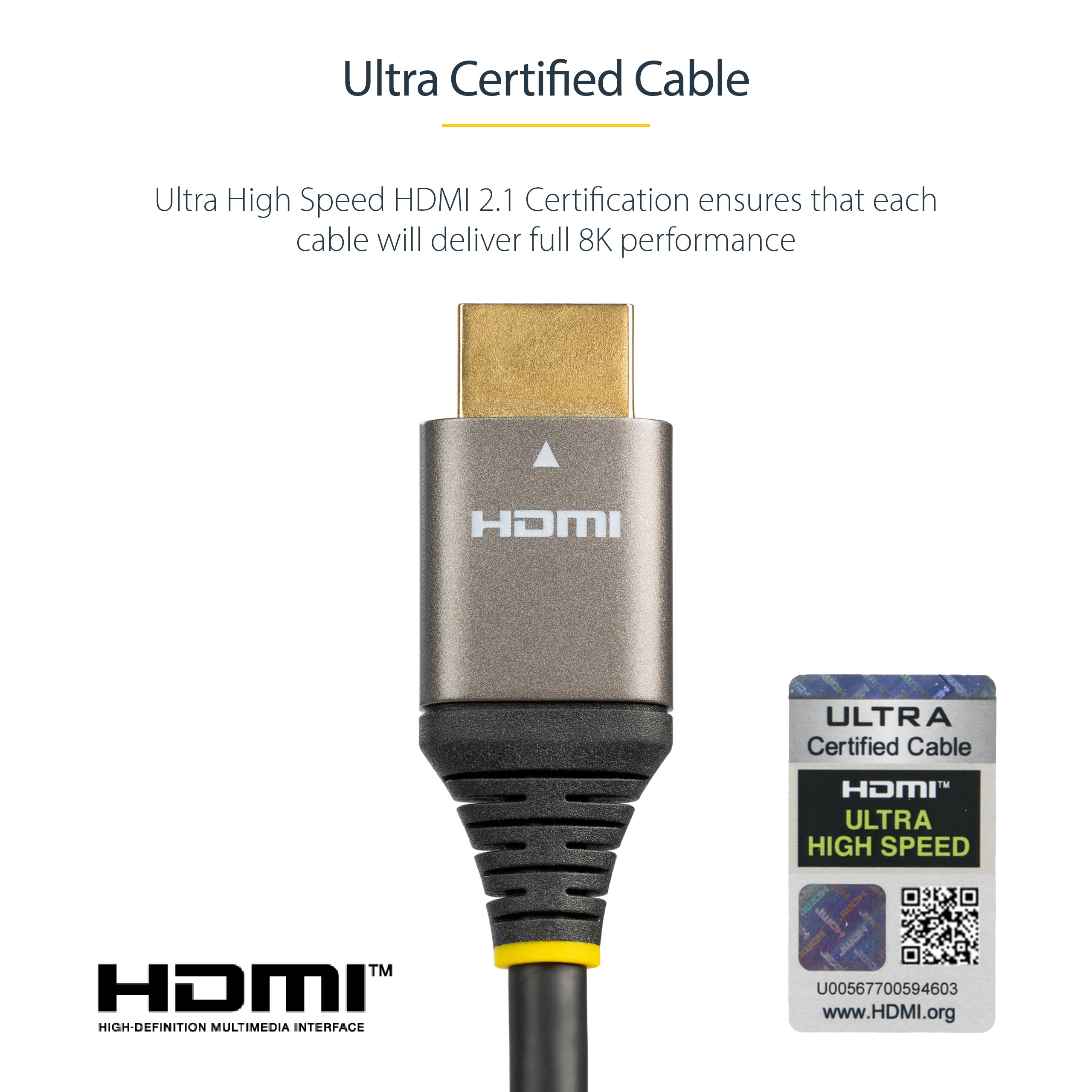 StarTech.com 6ft (2m) HDMI 2.1 Cable 8K - Certified Ultra High Speed HDMI Cable 48Gbps - 8K 60Hz/4K 120Hz HDR10+ eARC - Ultra HD 8K HDMI Cable - Monitor/TV/Display - Flexible TPE Jacket