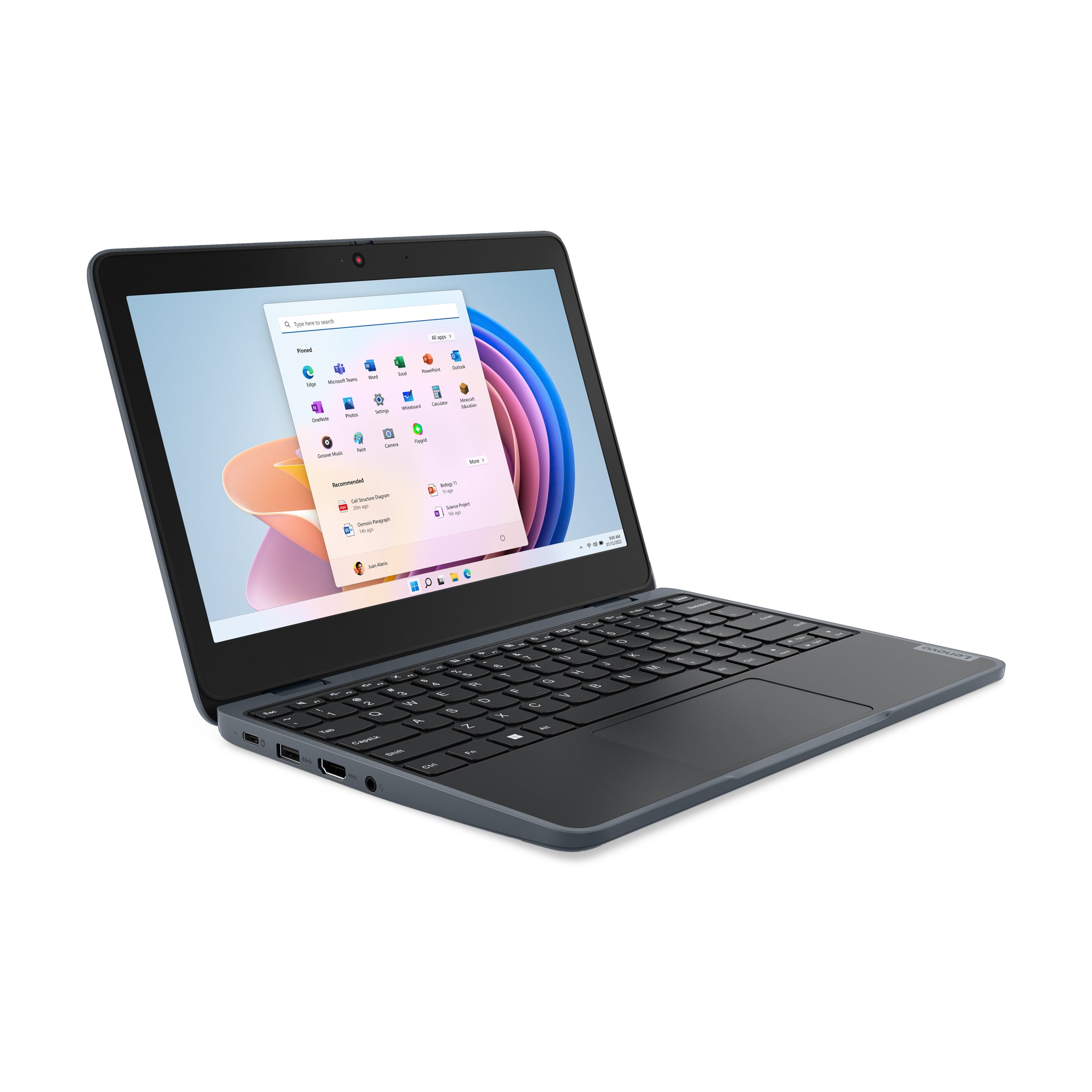 Lenovo 100w Gen 4 Intel® N N100 Laptop 29.5 cm (11.6") HD 4 GB LPDDR5-SDRAM 128 GB SSD Wi-Fi 6 (802.11ax) Windows 11 Pro Academic English Grey