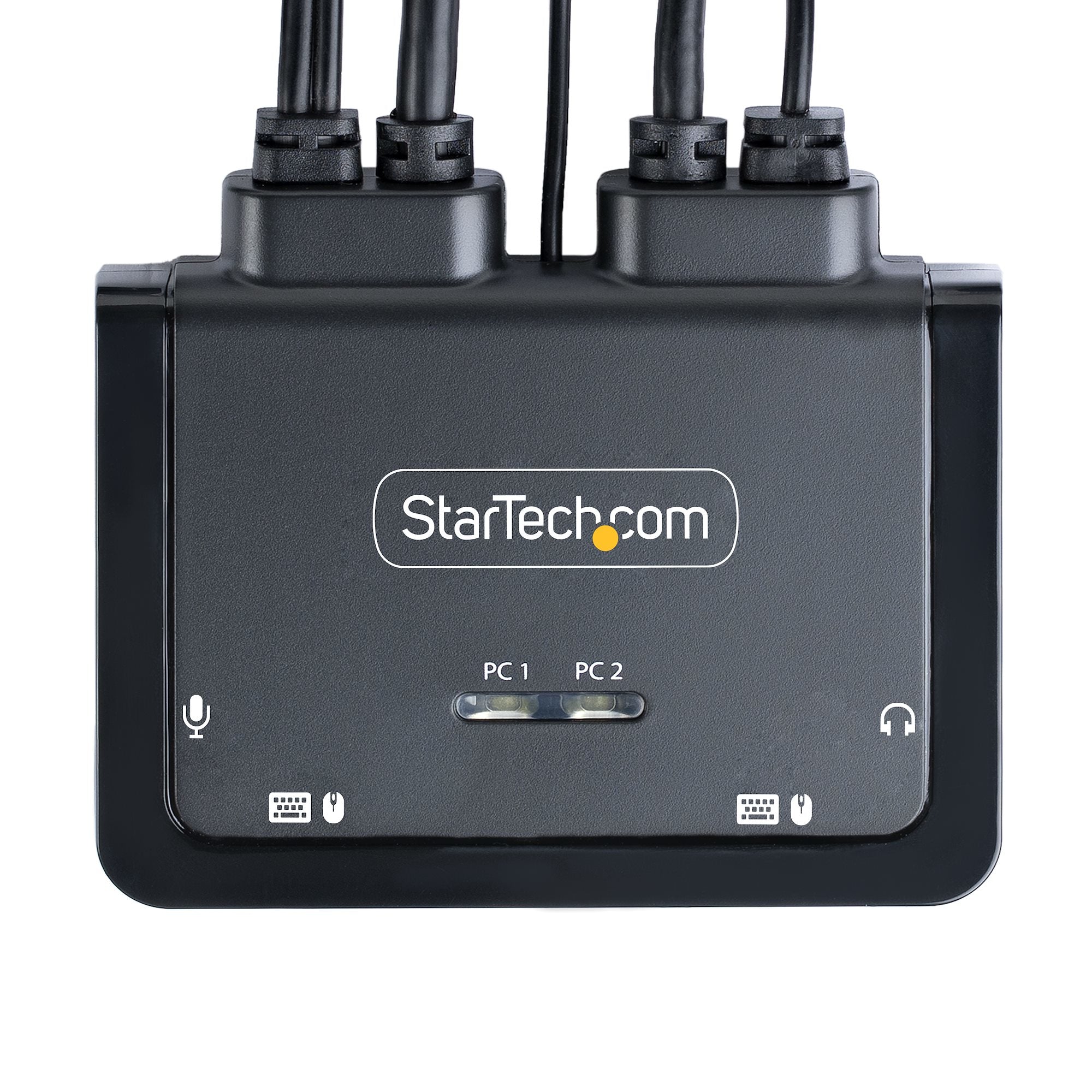 StarTech.com 2-Port Hybrid USB-C DisplayPort Cable KVM Switch, 4K 60Hz, Compact KVM with 6ft/1.8m USB-A/DisplayPort/Audio & 4ft/1.2m USB-C Integrated Host Cables, Bus Powered - Remote Push Button/Hotkey Switching