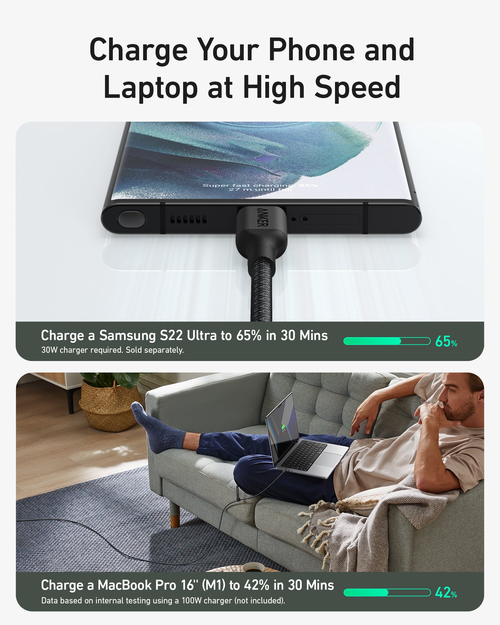Anker 544 USB cable 1.8 m USB C Black, Grey