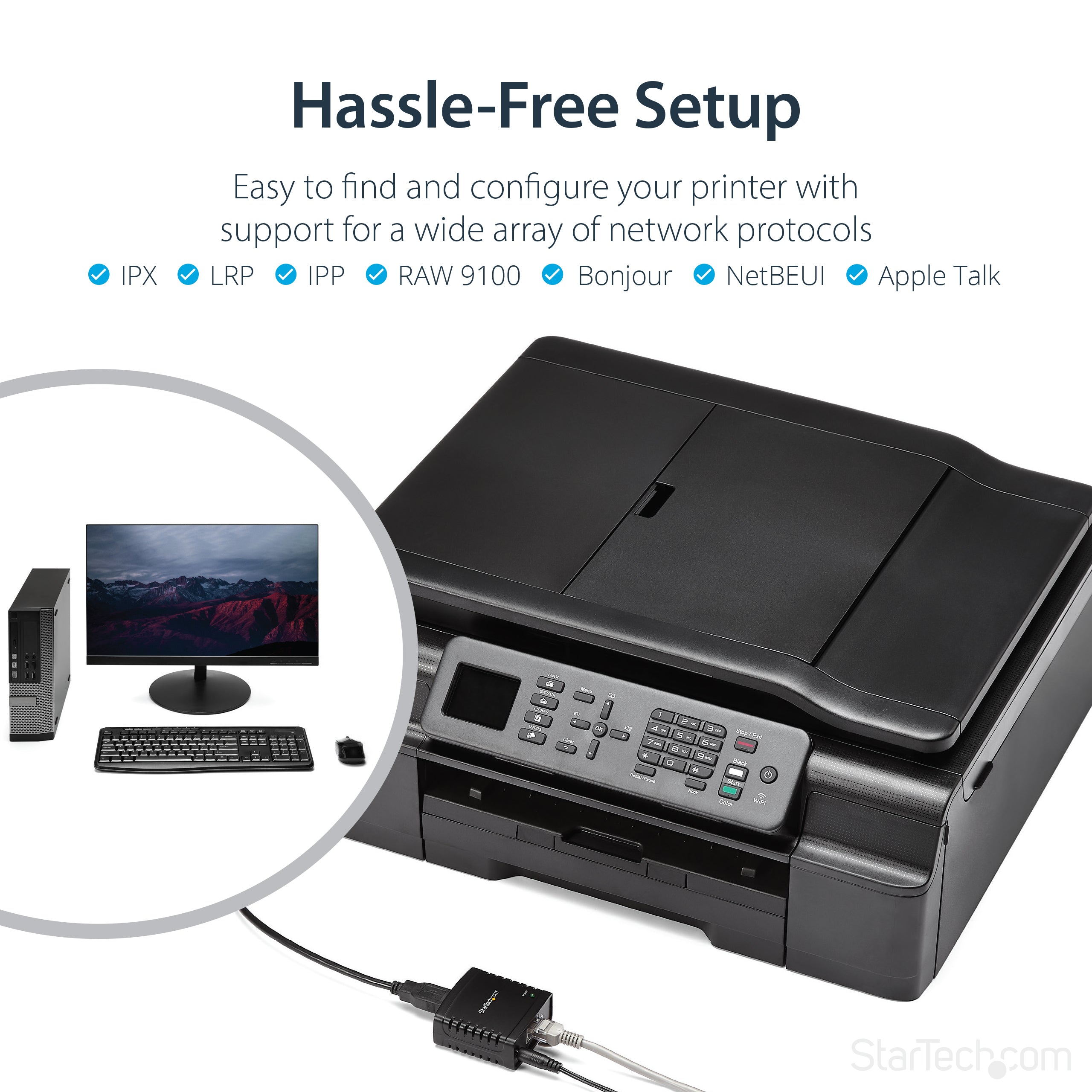 StarTech.com 10/100Mbps Ethernet to USB 2.0 Network LPR Print Server
