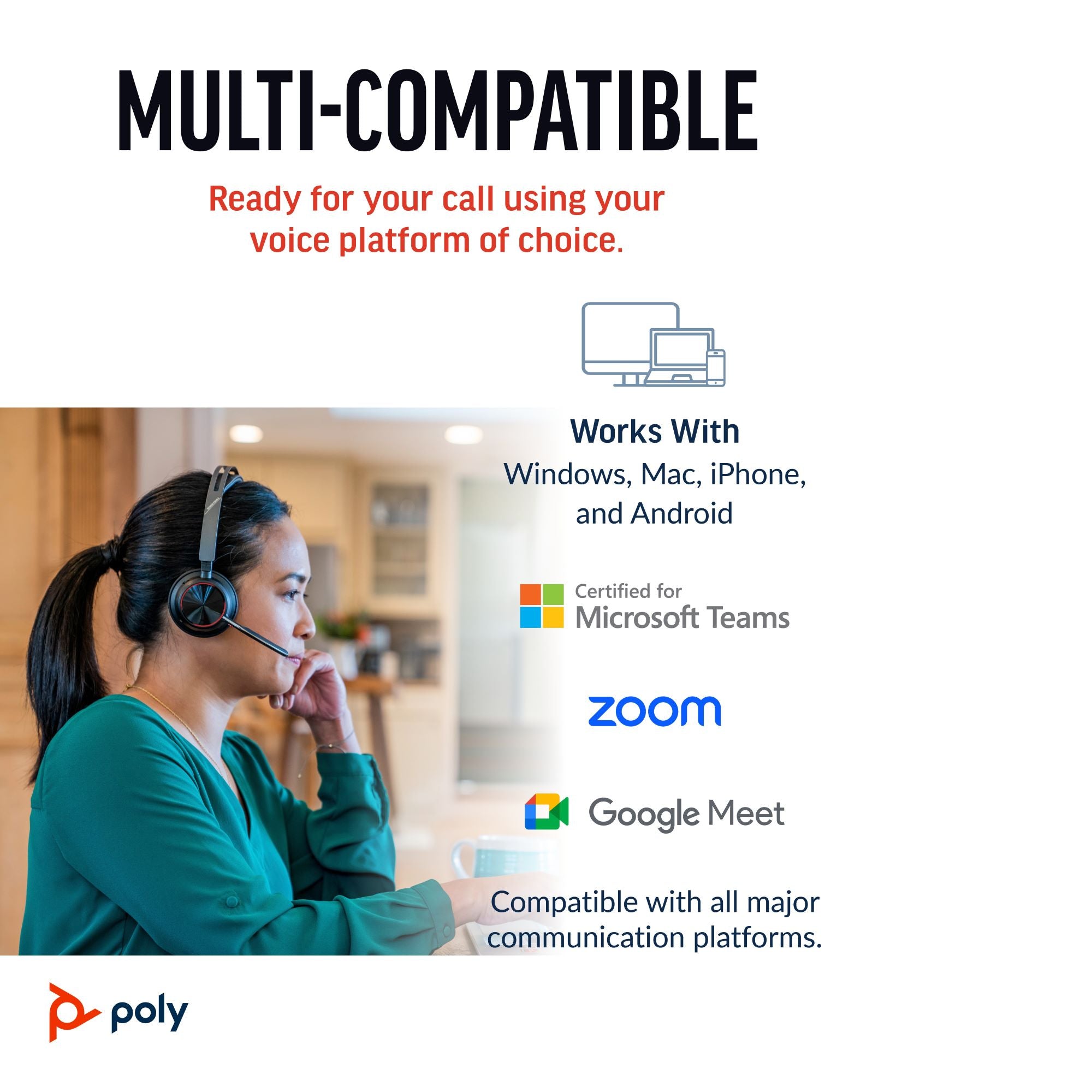 Poly Voyager Focus 2 Microsoft Teams Certified USB-A Headset