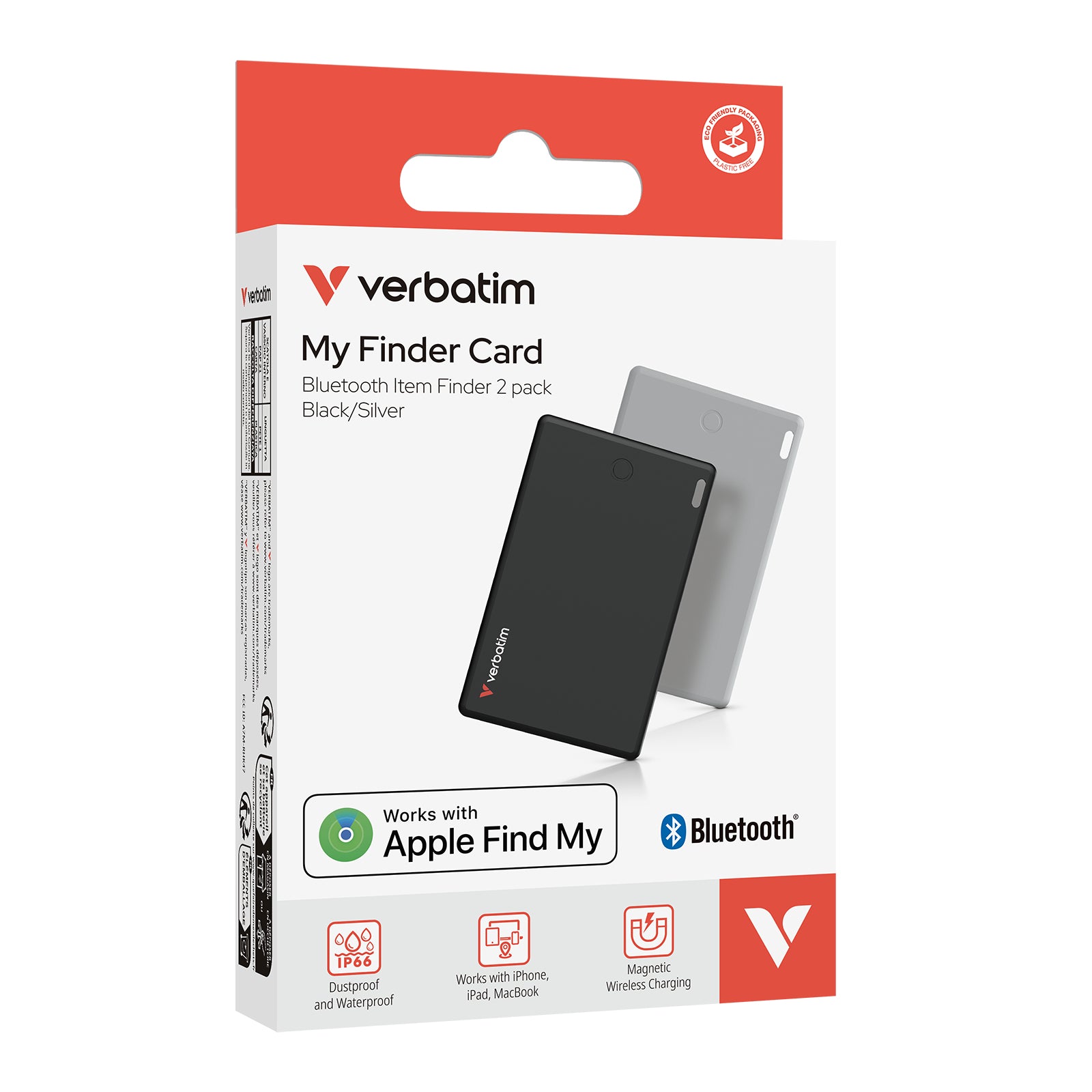 Verbatim My Finder Card Bluetooth Tracker 2 Pack - Black/Silver
