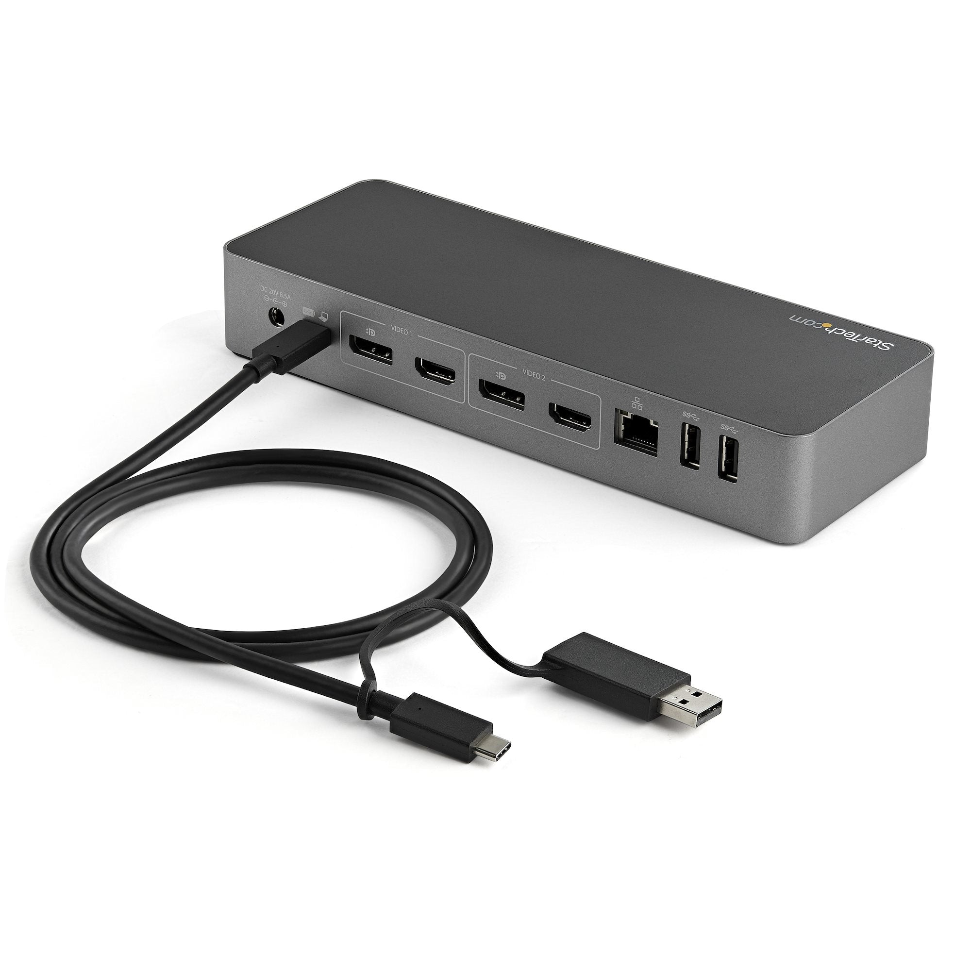 StarTech.com Universal Laptop Docking Station, Hybrid USB-C & USB-A Dock, Dual 4K DP & HDMI, 100W PD, Mac / Windows / Chrome OS, 4x USB 5Gbps Hub, GbE
