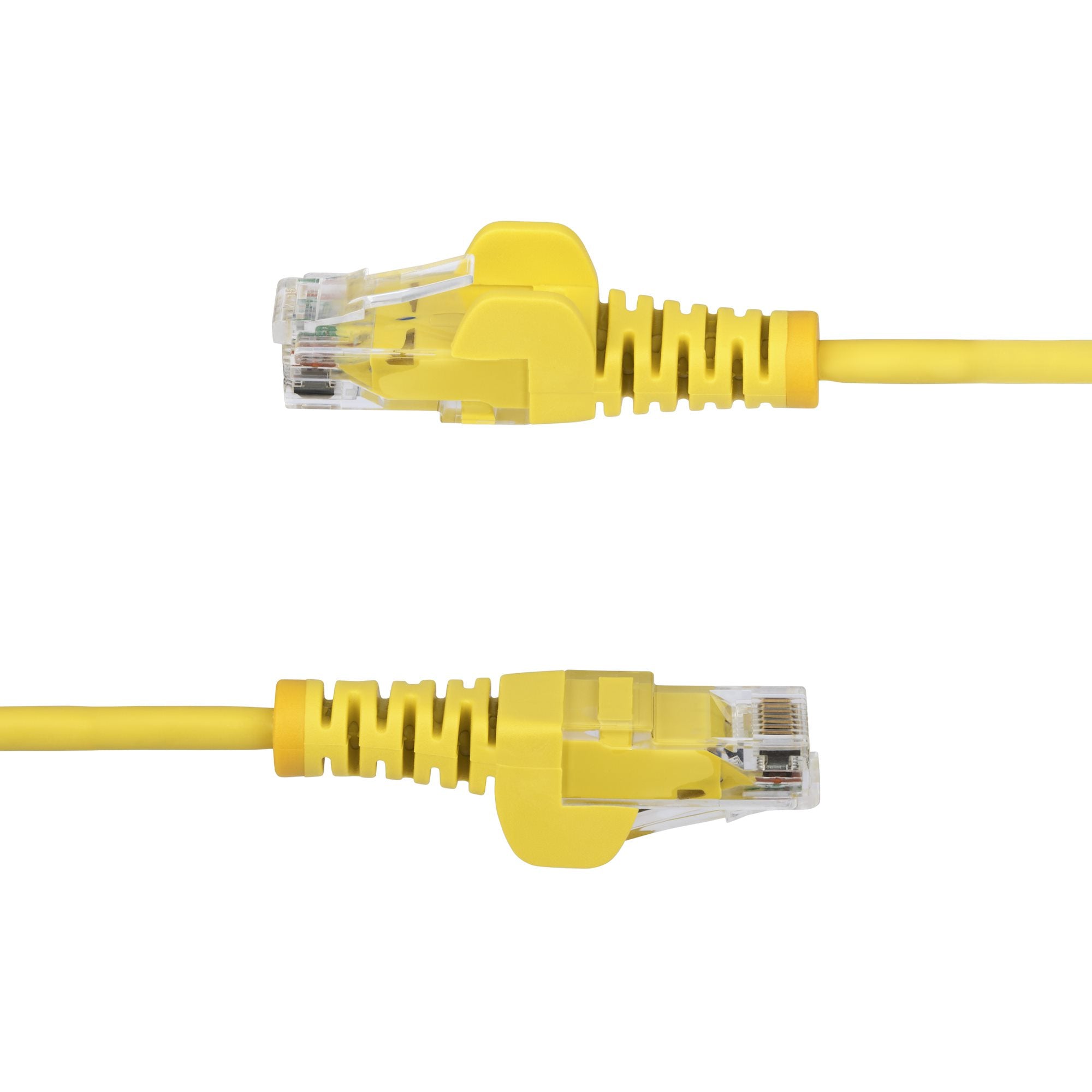 StarTech.com 2.5m Yellow Slim CAT6 Ethernet Cable, Snagless, 100W PoE, UTP, LSZH, 28AWG Pure Bare Copper Wire, Slim RJ45 Network Patch Cord w/Strain Reliefs, Fluke Tested