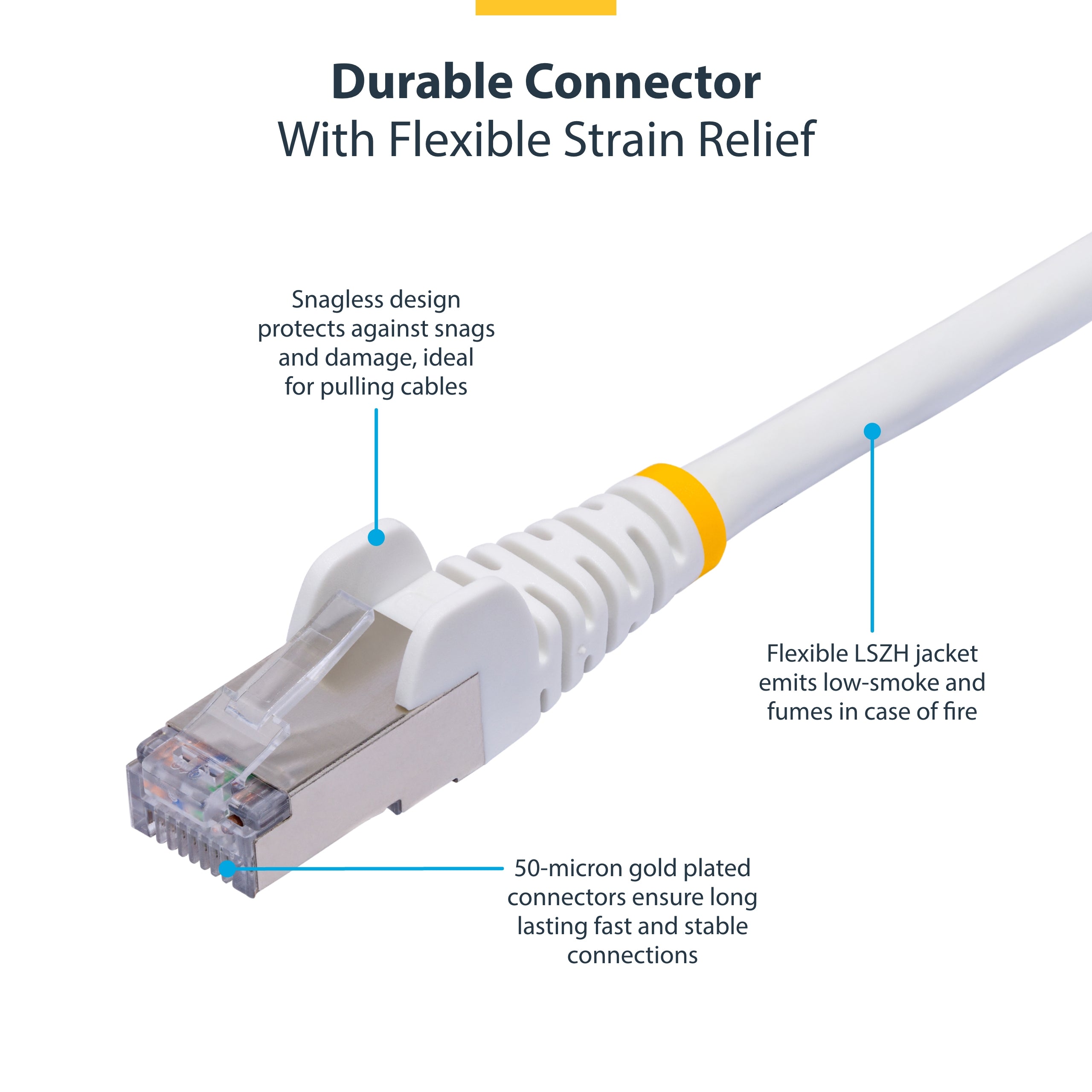 StarTech.com 12m White CAT8 Ethernet Cable, Snagless RJ45, 25G/40G, 2000MHz, 100W PoE++, S/FTP, 26AWG Pure Bare Copper Wire, LSZH, Shielded Network Patch Cord w/Strain Reliefs, Fluke Channel Tested